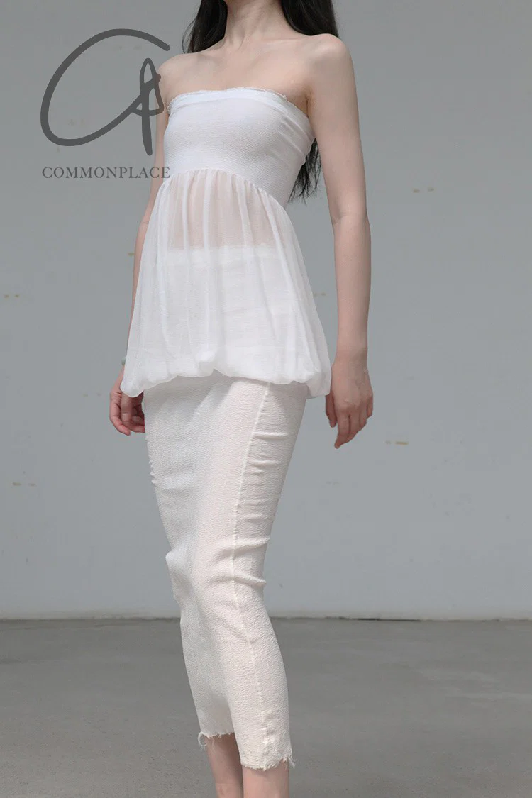 Marc Le Bihan Stretch Pleated Stretch Bandeau Dress or Skirt Collection MLB-25901-BAI White Short Skirt 25900 25901 - Image 9