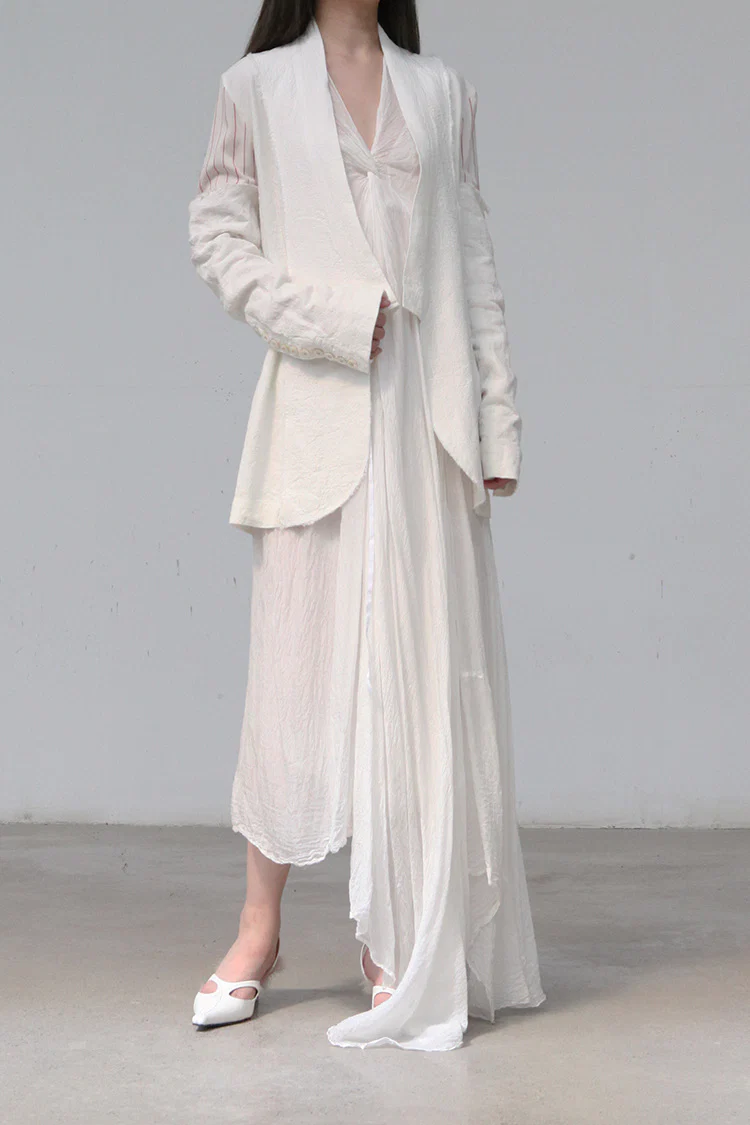 marc le bihan stitching kimono jacket 2201-E21 OFF WHITE - Image 2