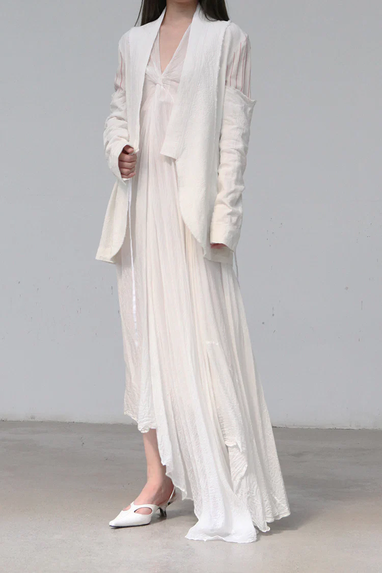 marc le bihan stitching kimono jacket 2201-E21 OFF WHITE - Image 3