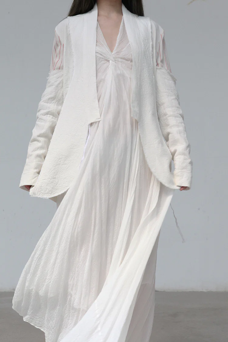 marc le bihan stitching kimono jacket 2201-E21 OFF WHITE - Image 4