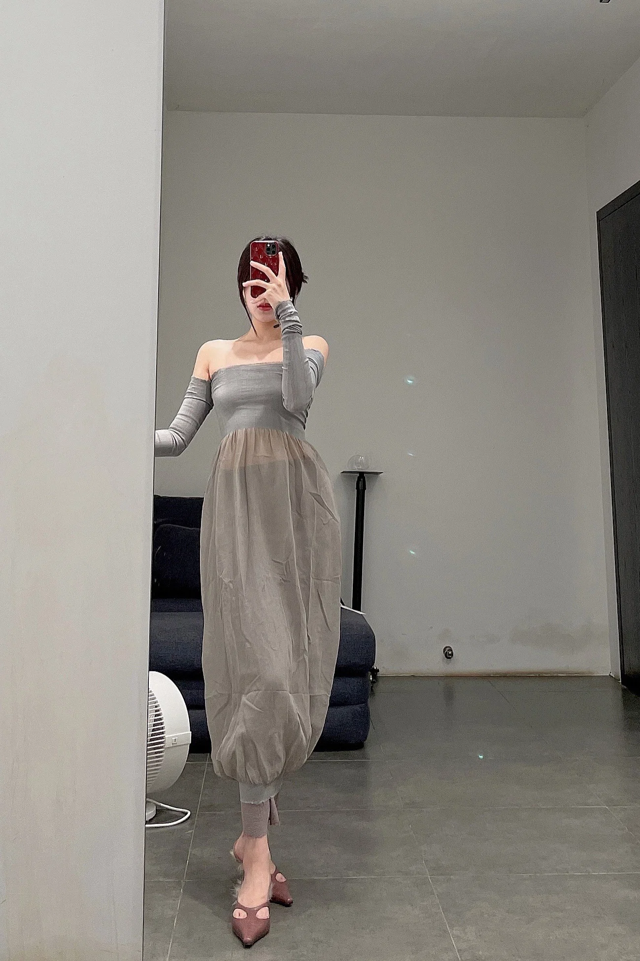 marc le bihan strapless tube top dress 21944-E21 GREY - Image 3