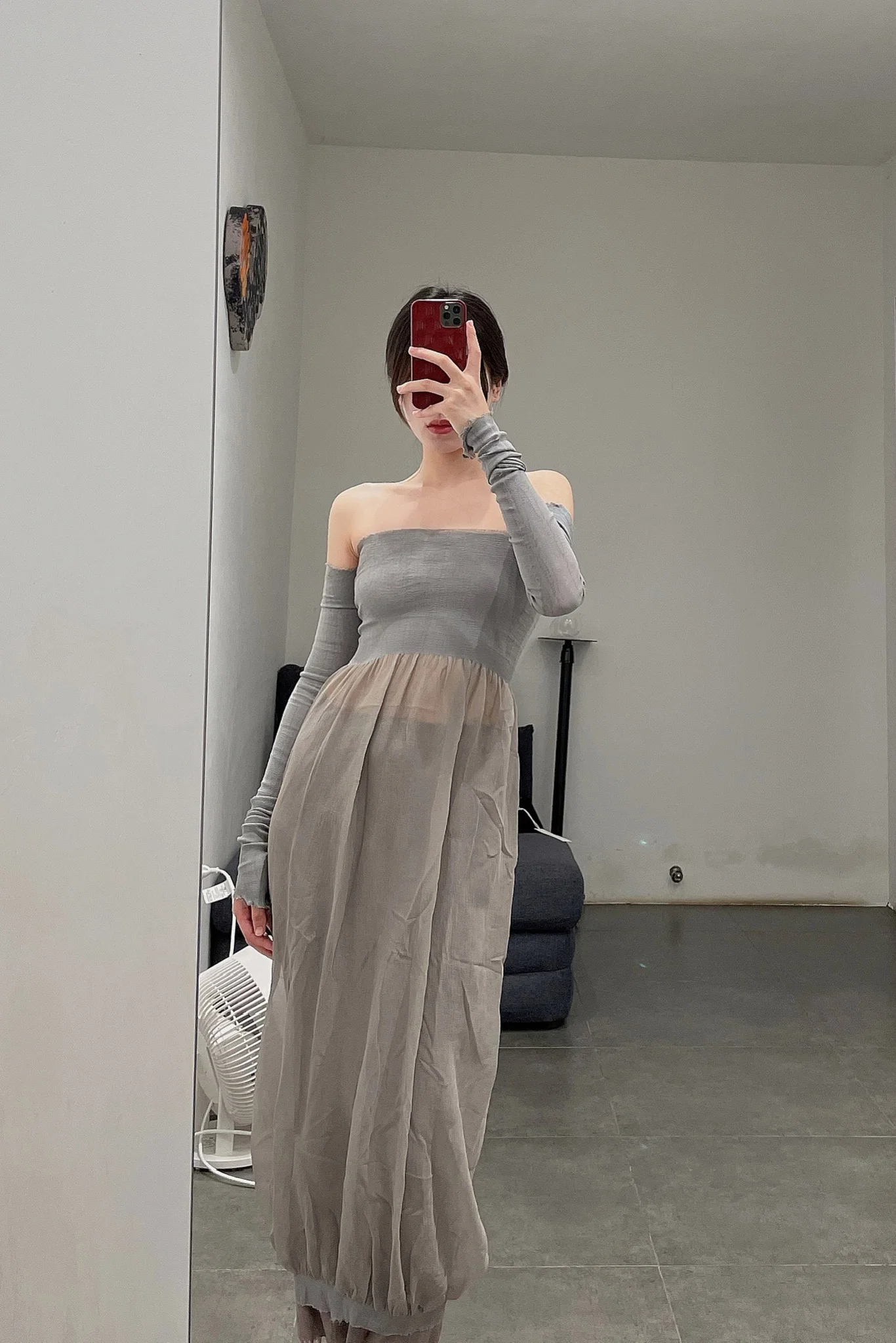 marc le bihan strapless tube top dress 21944-E21 GREY - Image 5