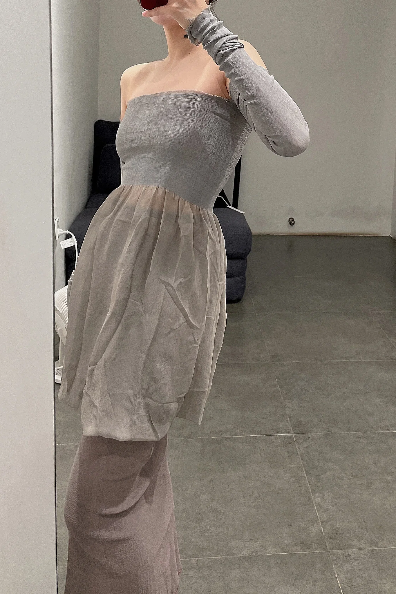 marc le bihan strapless tube top dress 21944-E21 GREY - Image 7