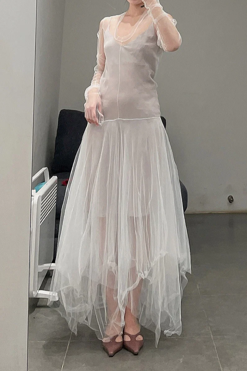 marc le bihan T-shirt tulle dance skirt 2816 WHITE - Image 7