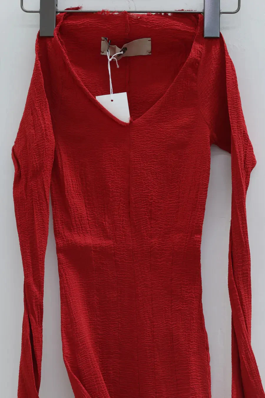 Marc Le Bihan 26909 V-neck tight stretch top 10 meters silk shrink MLB-26909-E21-YSH poppy red 26909-E21 - Image 9