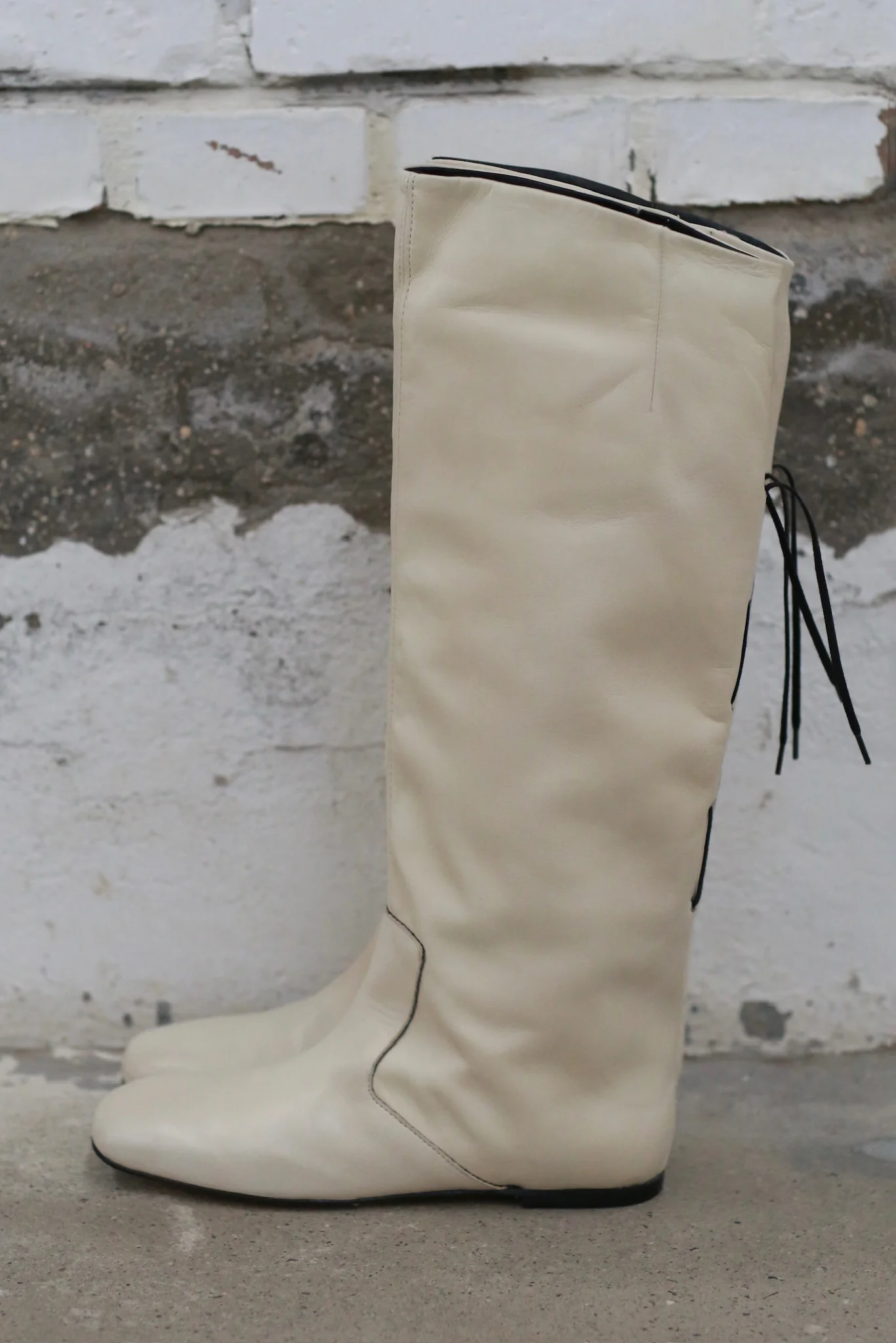 Miista Fall/Winter 2025 Karola Black Lace-up Round Toe High Boots, Spain, MST-MI_5779-NY, Cream (MI_5781 MI_5779) - Image 2