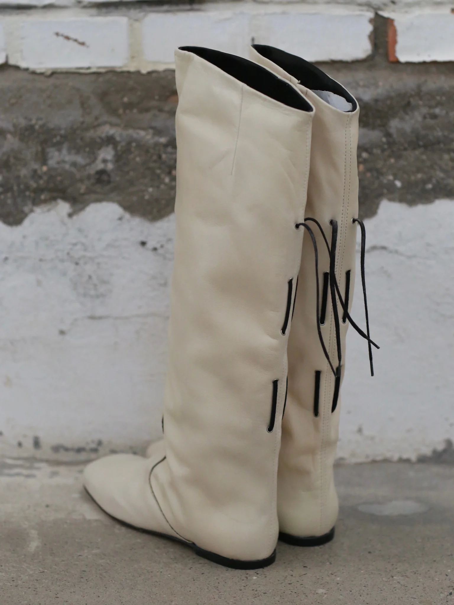 Miista Fall/Winter 2025 Karola Black Lace-up Round Toe High Boots, Spain, MST-MI_5779-NY, Cream (MI_5781 MI_5779) - Image 4