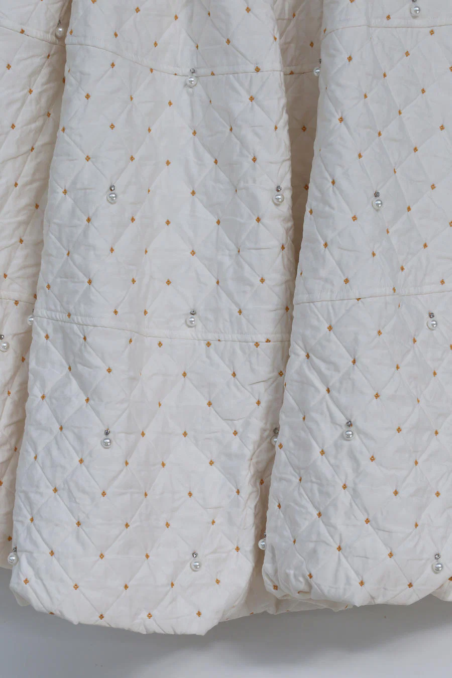 MING MA Pearl Diamond Check Jacquard Flower Bud Dress AW21 SK04-WTJAC - Image 18
