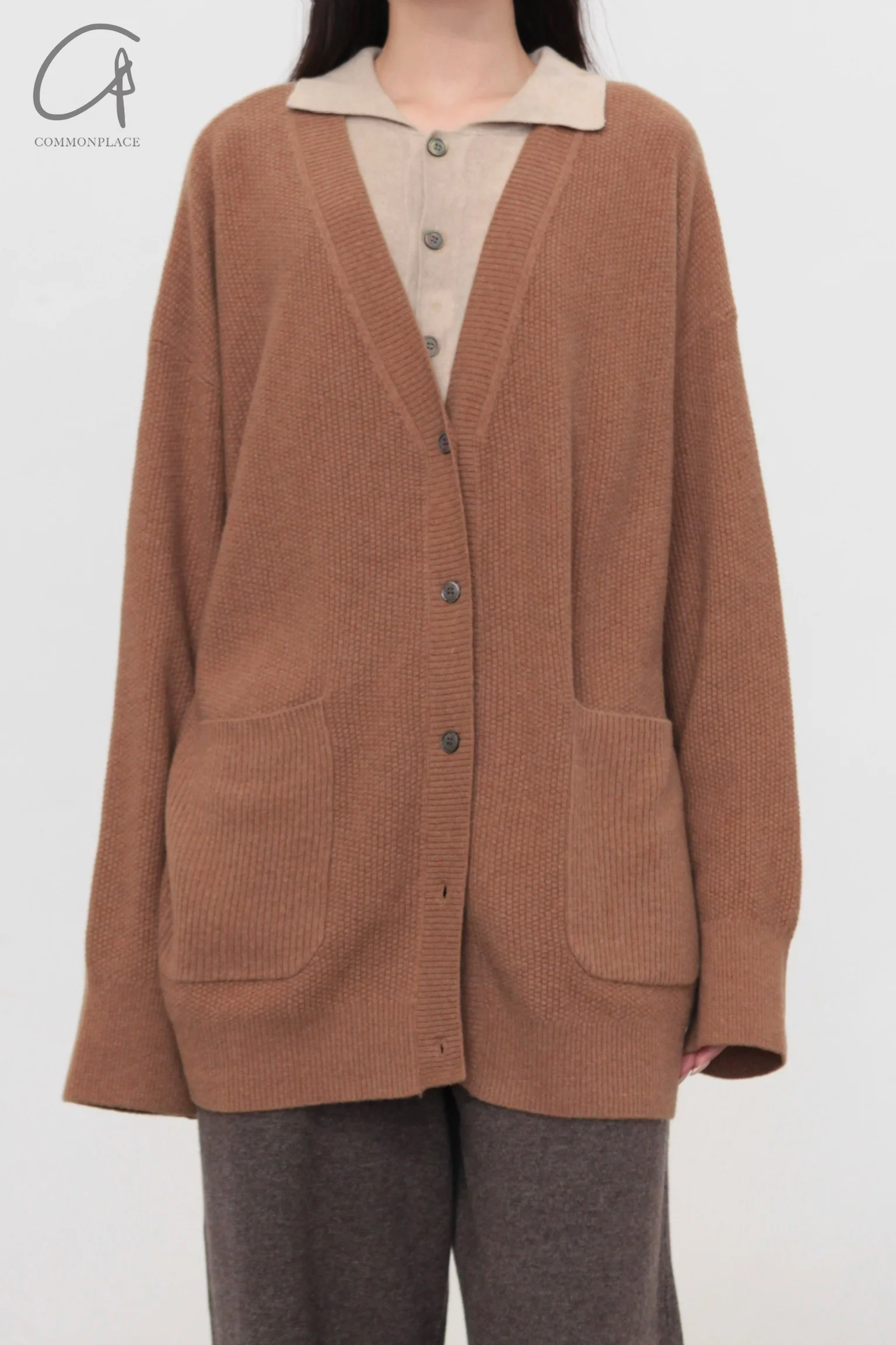 Mutedance 24 Autumn and Winter V-neck cashmere top series MD-MD24FW124-BROWN MD24FW123 MD24FW124 - Image 3