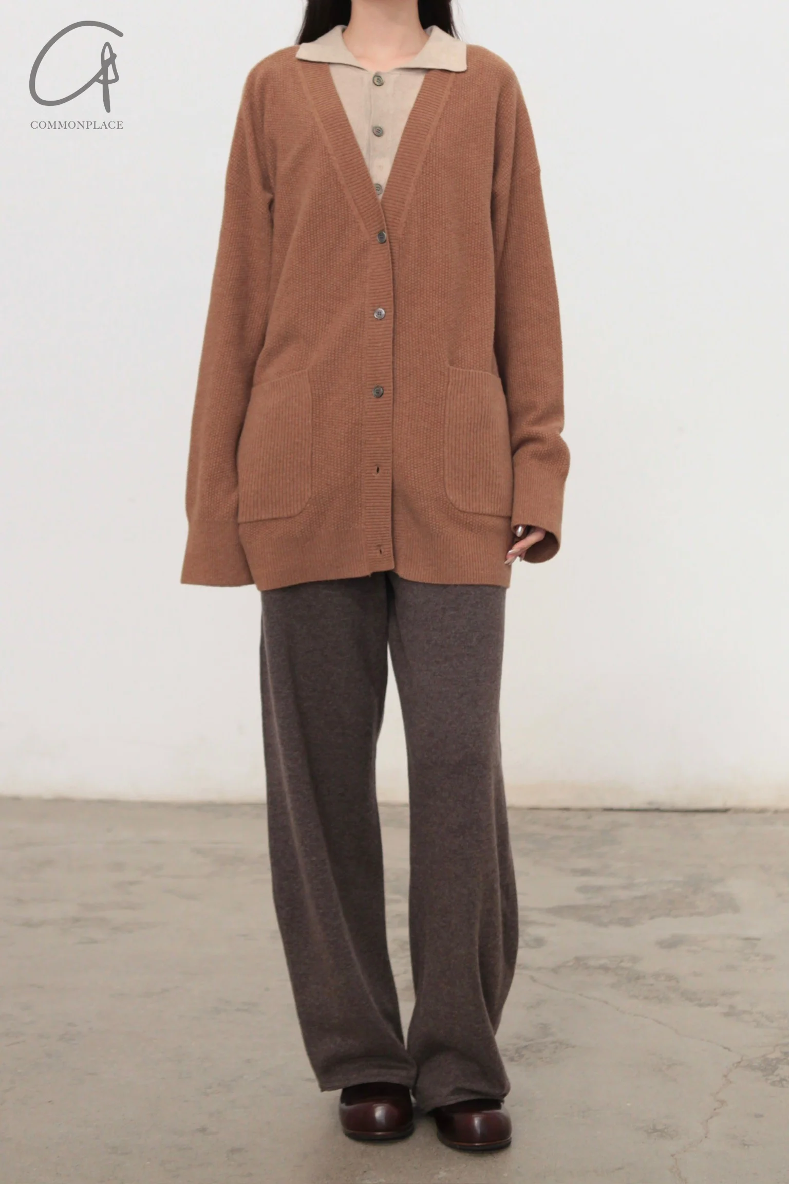 Mutedance 24 Autumn and Winter V-neck cashmere top series MD-MD24FW124-BROWN MD24FW123 MD24FW124 - Image 5