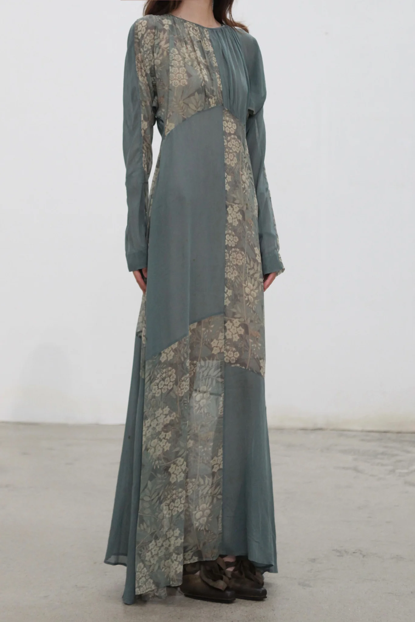 Mutedance 25 Autumn and Winter Waist Round Neck Splicing Dress MD-MD25FW60-green (MD25FW58) - Image 2