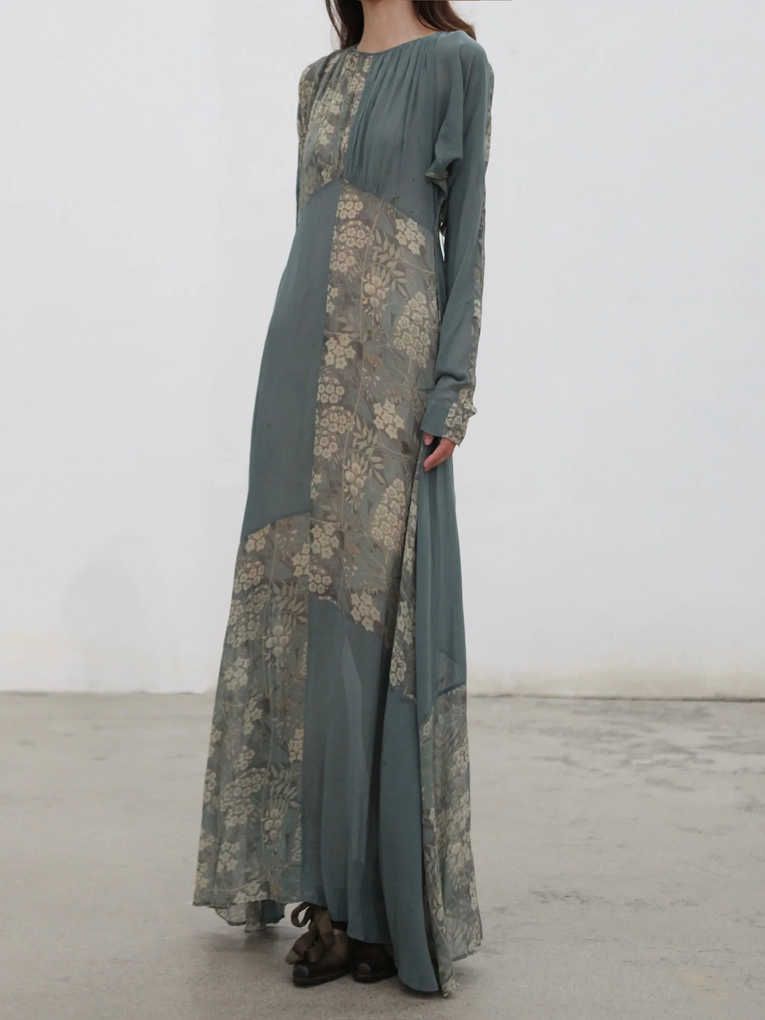 Mutedance 25 Autumn and Winter Waist Round Neck Splicing Dress MD-MD25FW60-green (MD25FW58) - Image 3