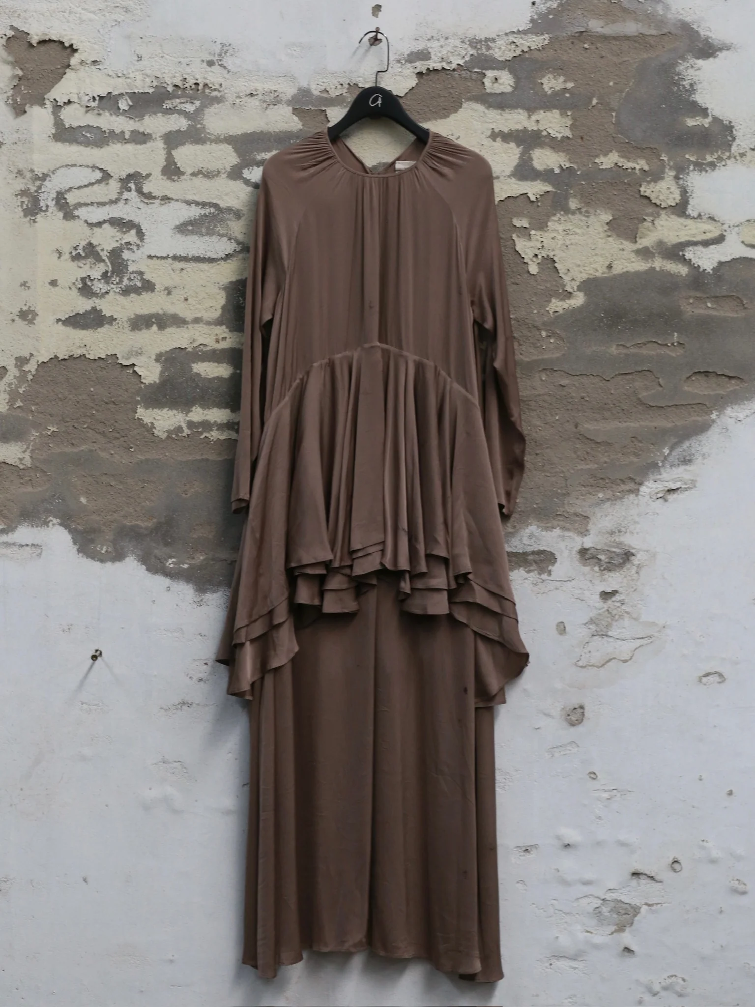Mutedance 25 Autumn/Winter Flower-dyed Silk Round Neck Layered Long Sleeve Dress MD-MD25FW85-sand (MD25FW84) - Image 6