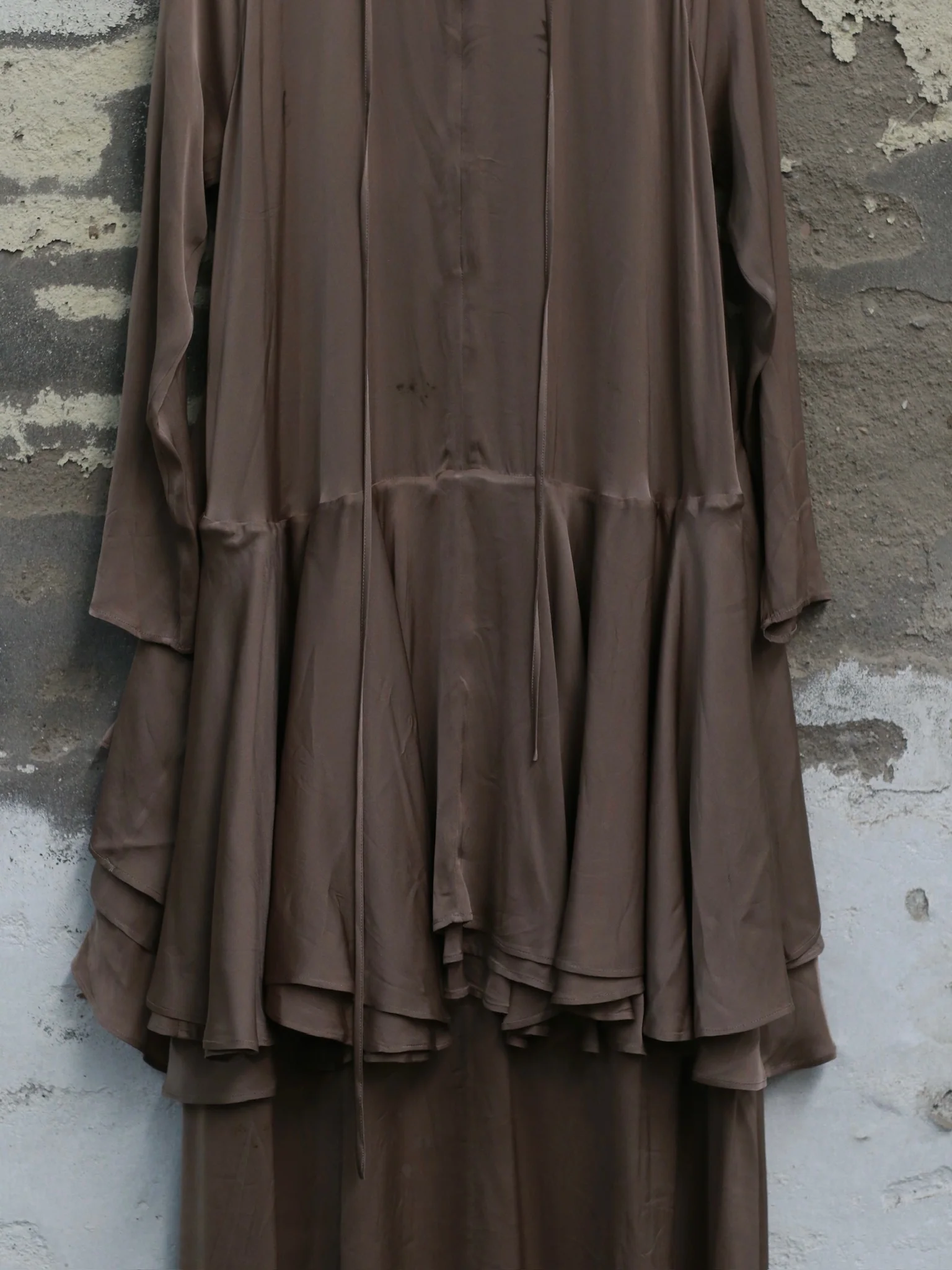 Mutedance 25 Autumn/Winter Flower-dyed Silk Round Neck Layered Long Sleeve Dress MD-MD25FW85-sand (MD25FW84) - Image 8