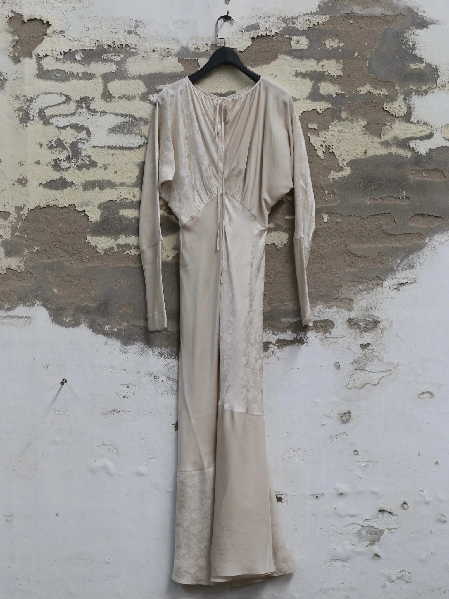 Mutedance 25 Autumn/Winter Waist Round Neck Splicing Dress MD-MD25FW59-beige (MD25FW58) - Image 9