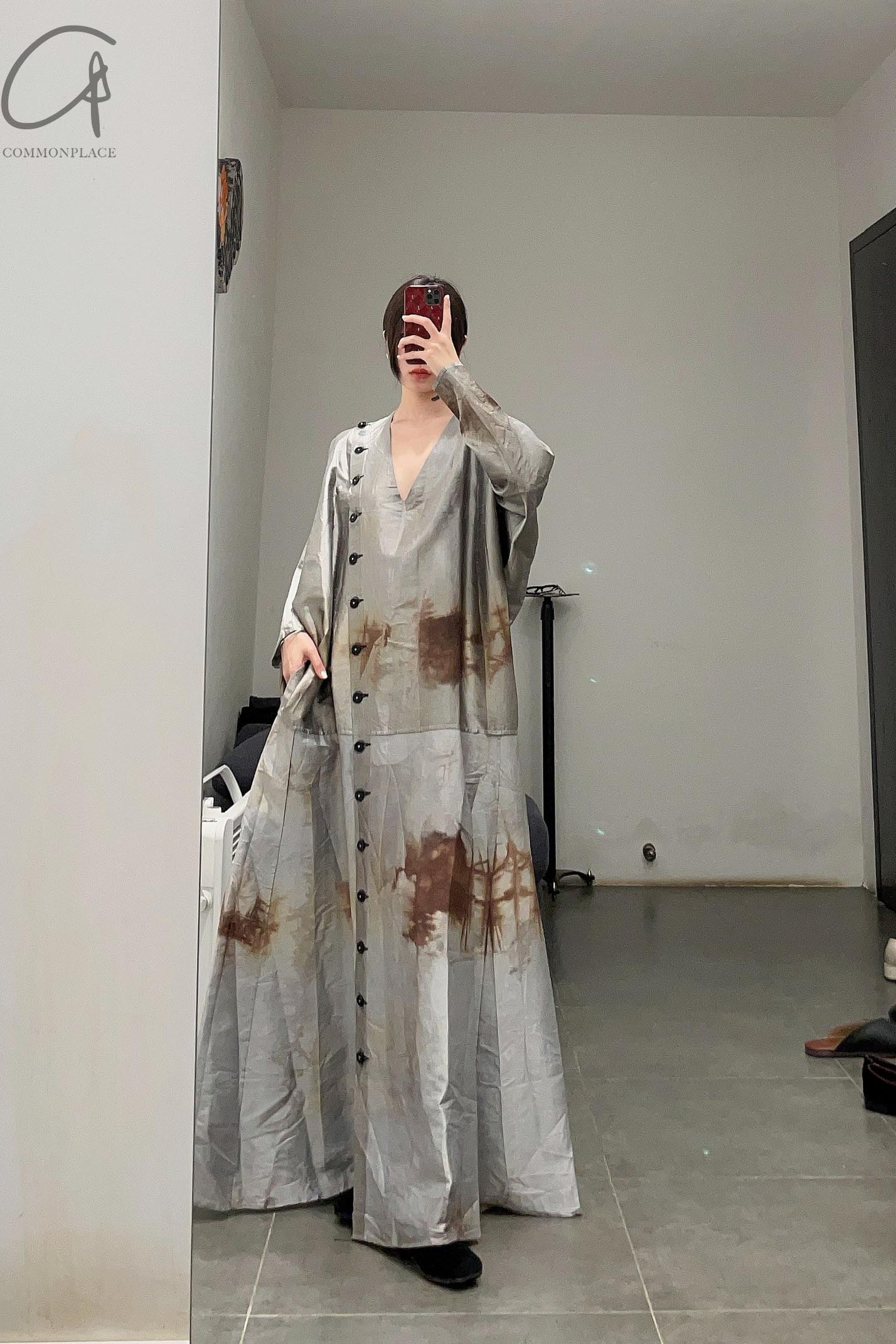 MUTEDANCE long buckle V -neck real silk dress MD22FW48 PM47 - Image 12