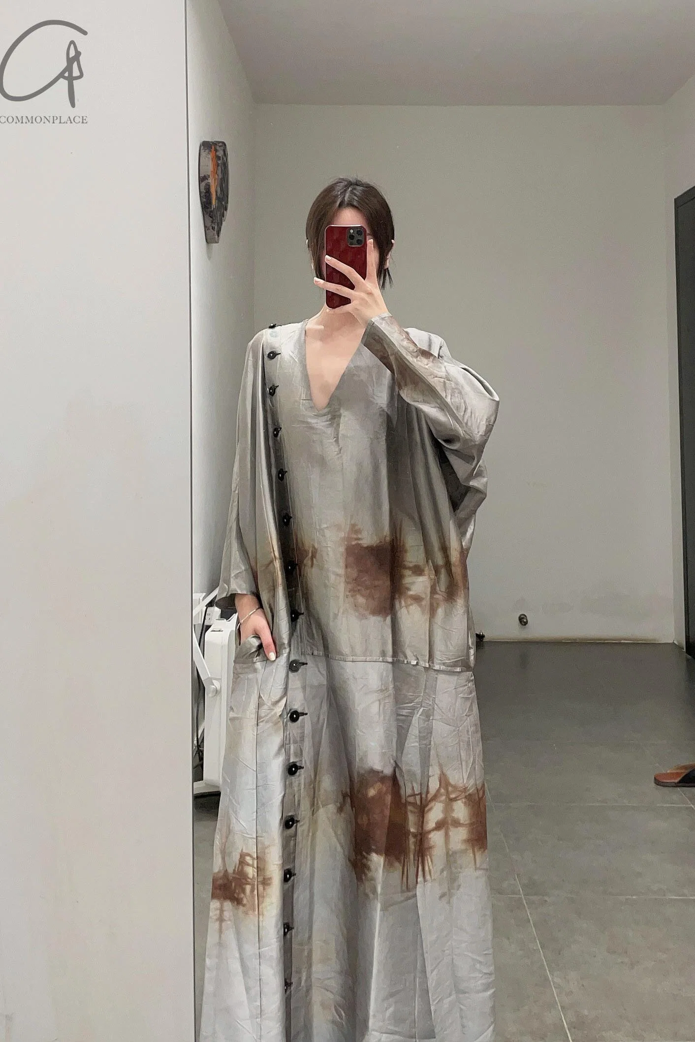 MUTEDANCE long buckle V -neck real silk dress MD22FW48 PM47 - Image 13