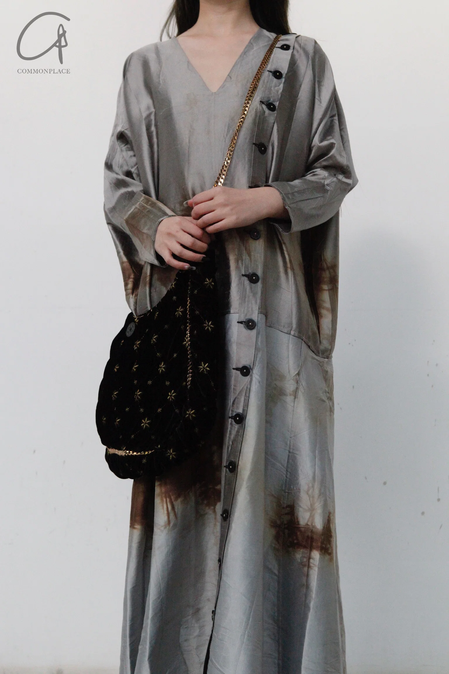 MUTEDANCE long buckle V -neck real silk dress MD22FW48 PM47 - Image 3