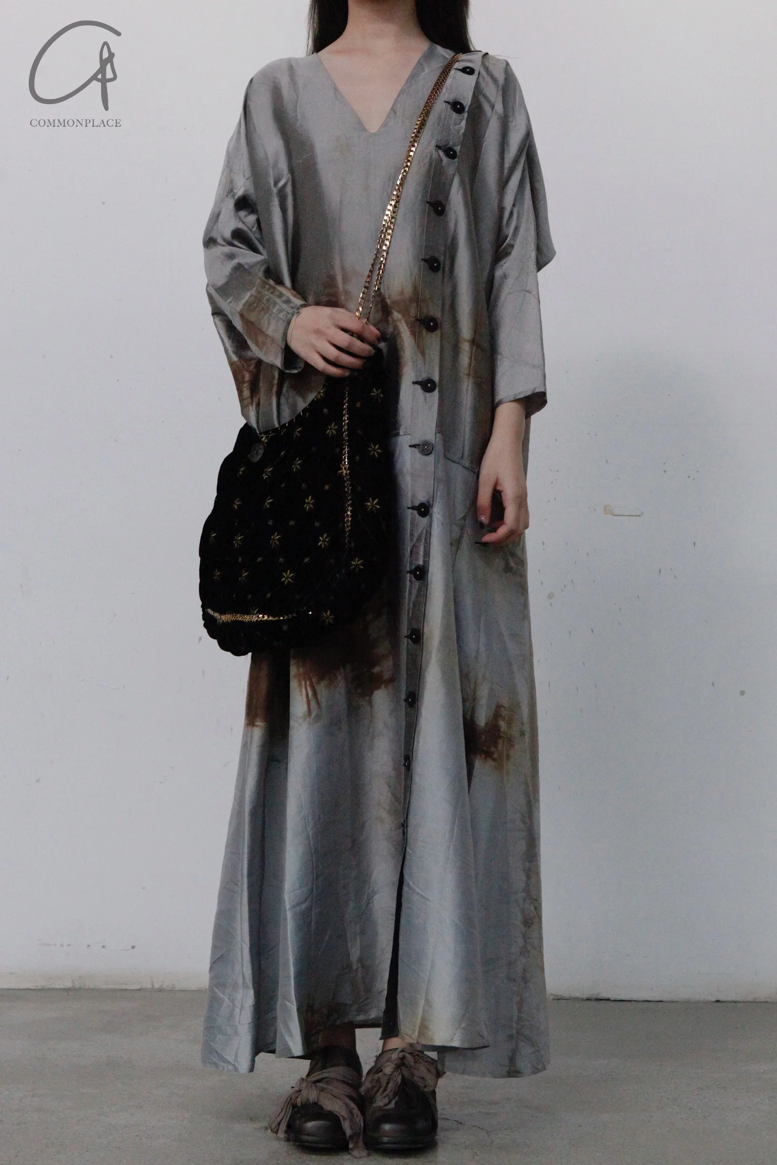 MUTEDANCE long buckle V -neck real silk dress MD22FW48 PM47 - Image 4