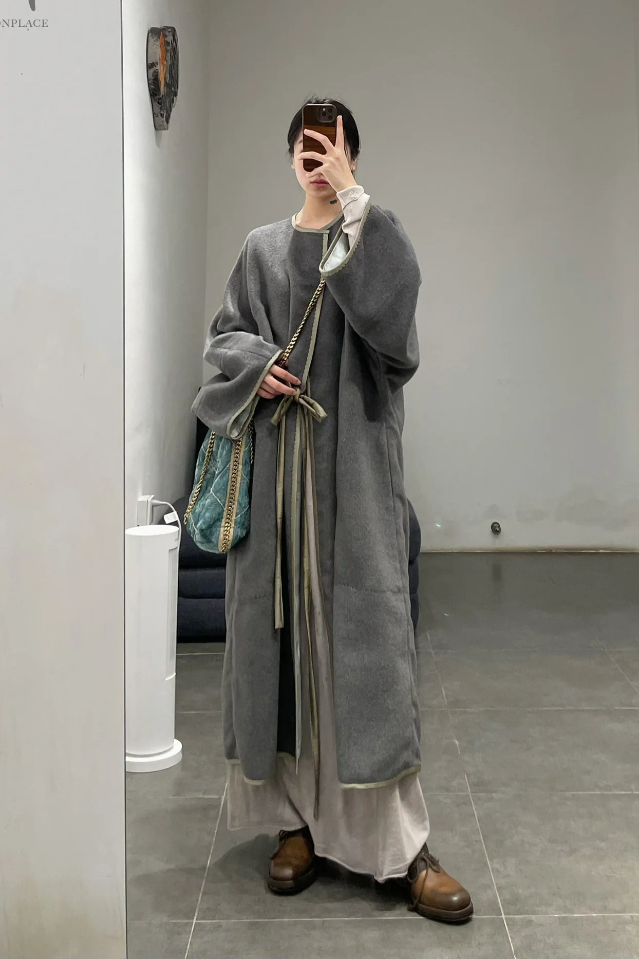MUTEDANCE long wool jacket MD-MD23FW02-QINGHUI blue gray PM96 - Image 12