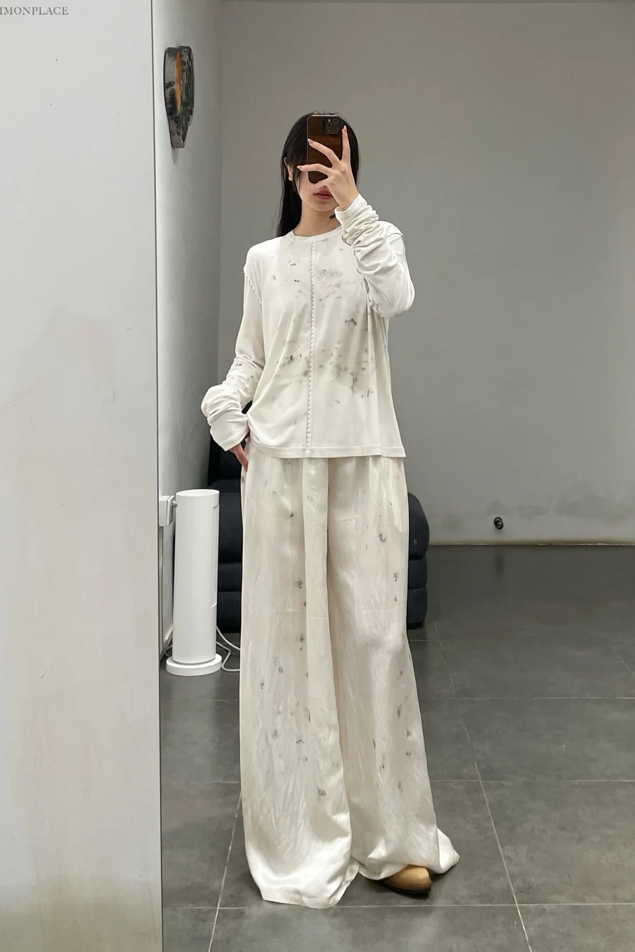 Mutedance 24 Spring/Summer Silk Elastic Waist Loose Pants MD-MD24SS10-HUIBAI hoary PM114 - Image 12