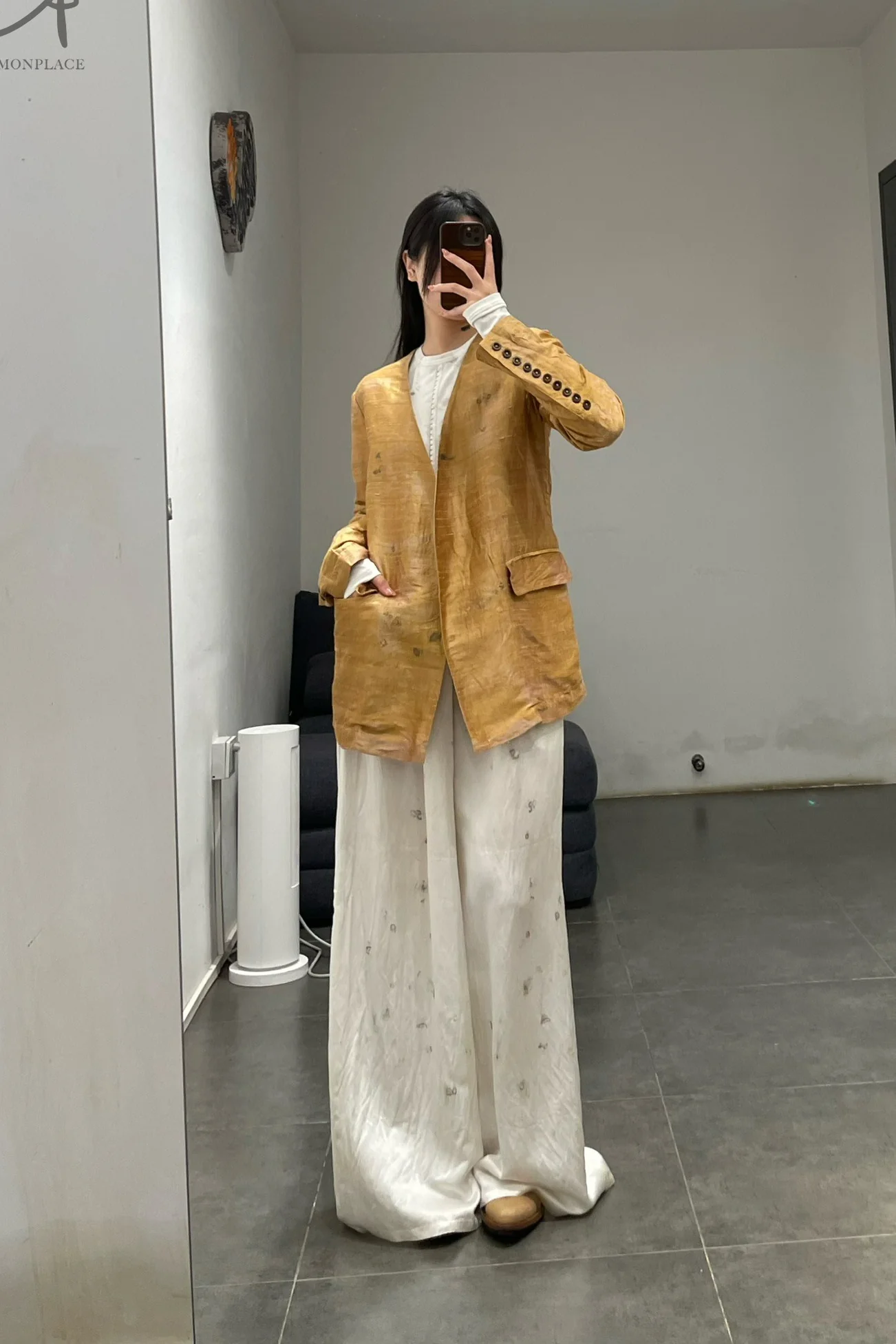 Mutedance 24 Spring/Summer Silk Elastic Waist Loose Pants MD-MD24SS10-HUIBAI hoary PM114 - Image 13