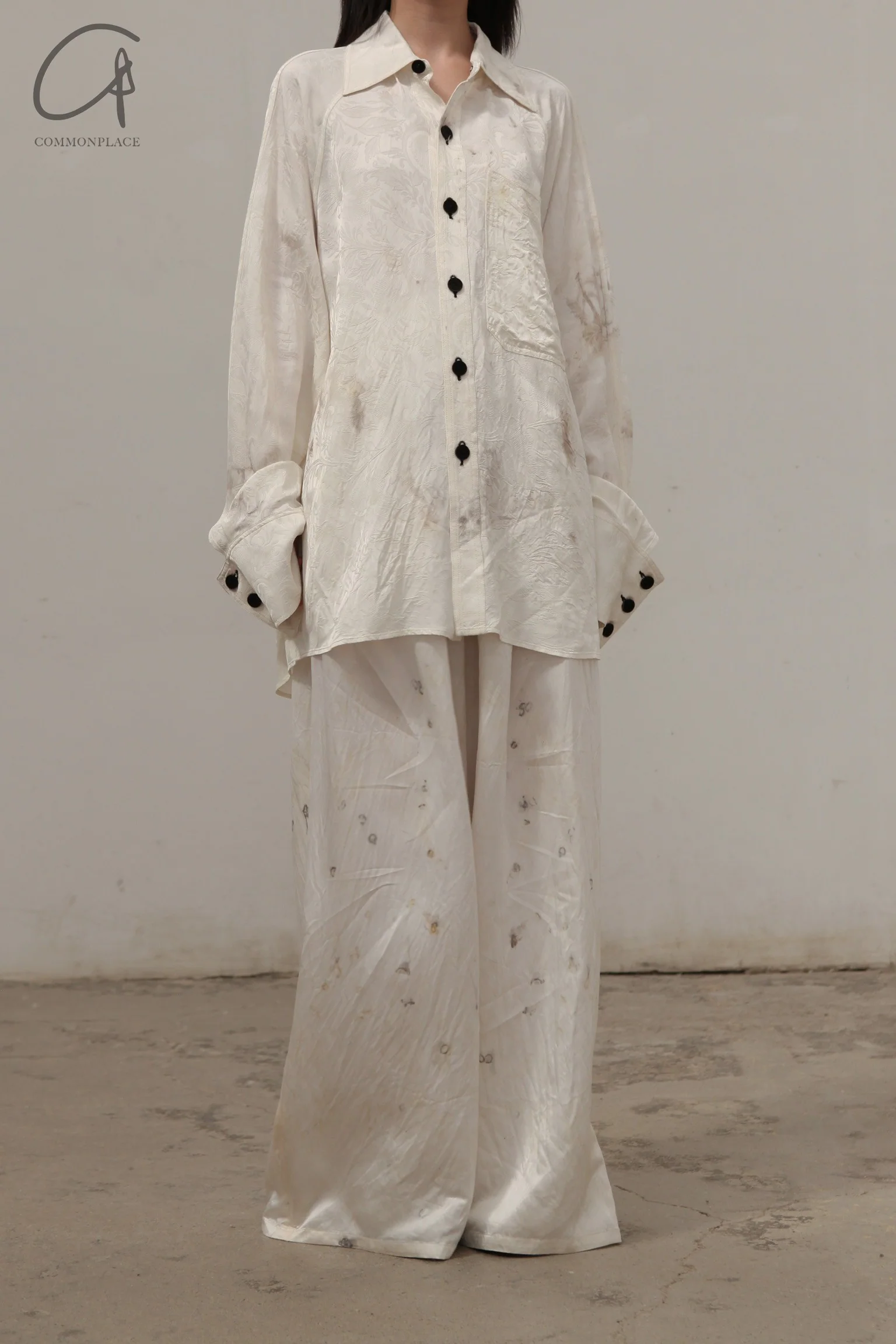Mutedance 24 Spring/Summer Silk Elastic Waist Loose Pants MD-MD24SS10-HUIBAI hoary PM114 - Image 7