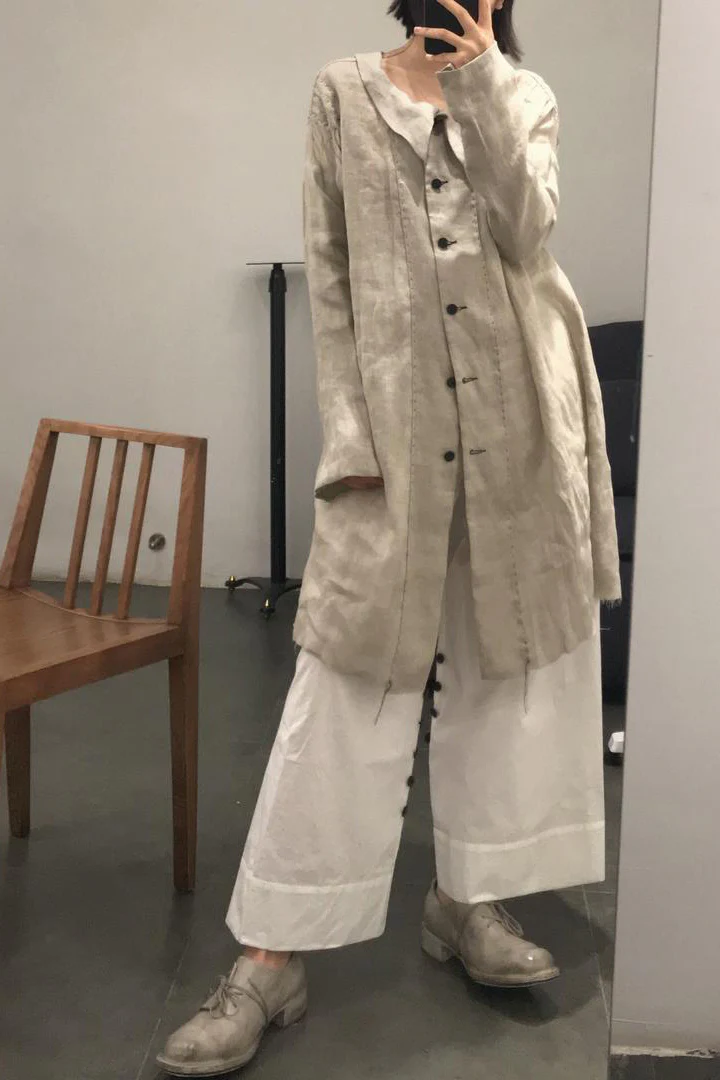 MUTEDANCE MD20SS-PRC29 Lapel Collar Dyed Linen Jacket - Image 6