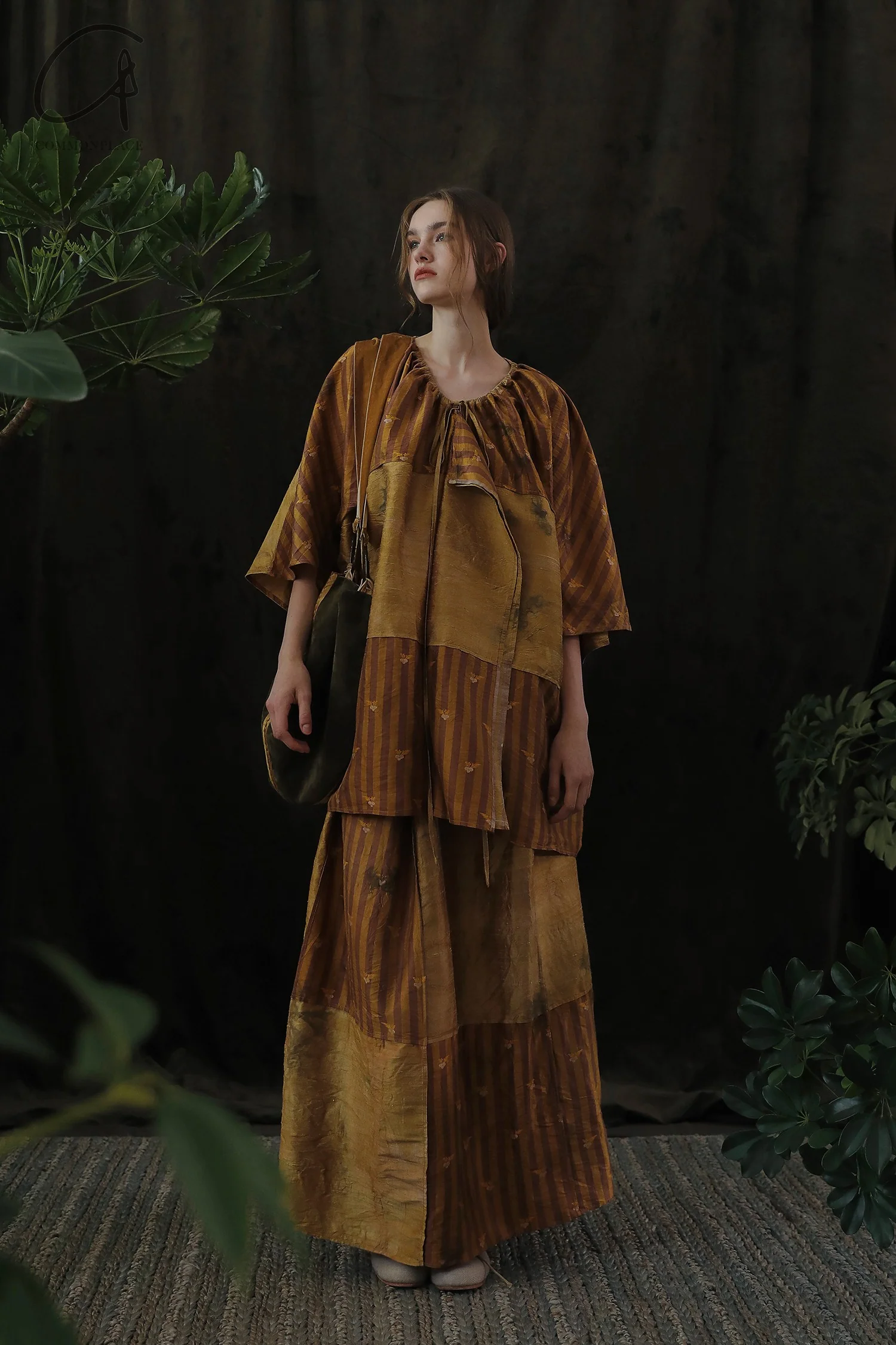 Mutedance 24 Spring/Summer Spliced Skirt MD-MD24SS91-JIUJIN Old Gold PM126 - Image 6