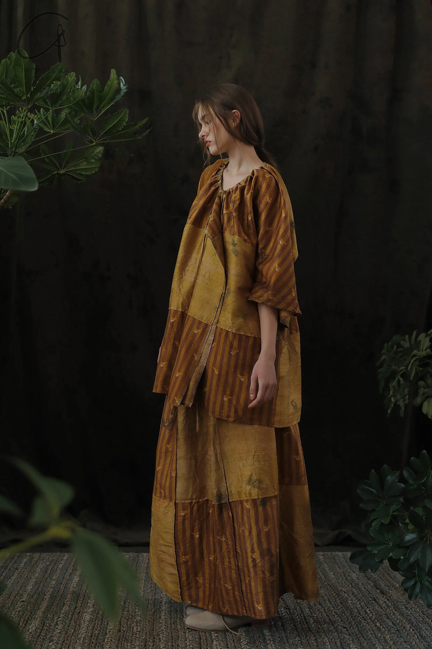 Mutedance 24 Spring/Summer Spliced Skirt MD-MD24SS91-JIUJIN Old Gold PM126 - Image 7