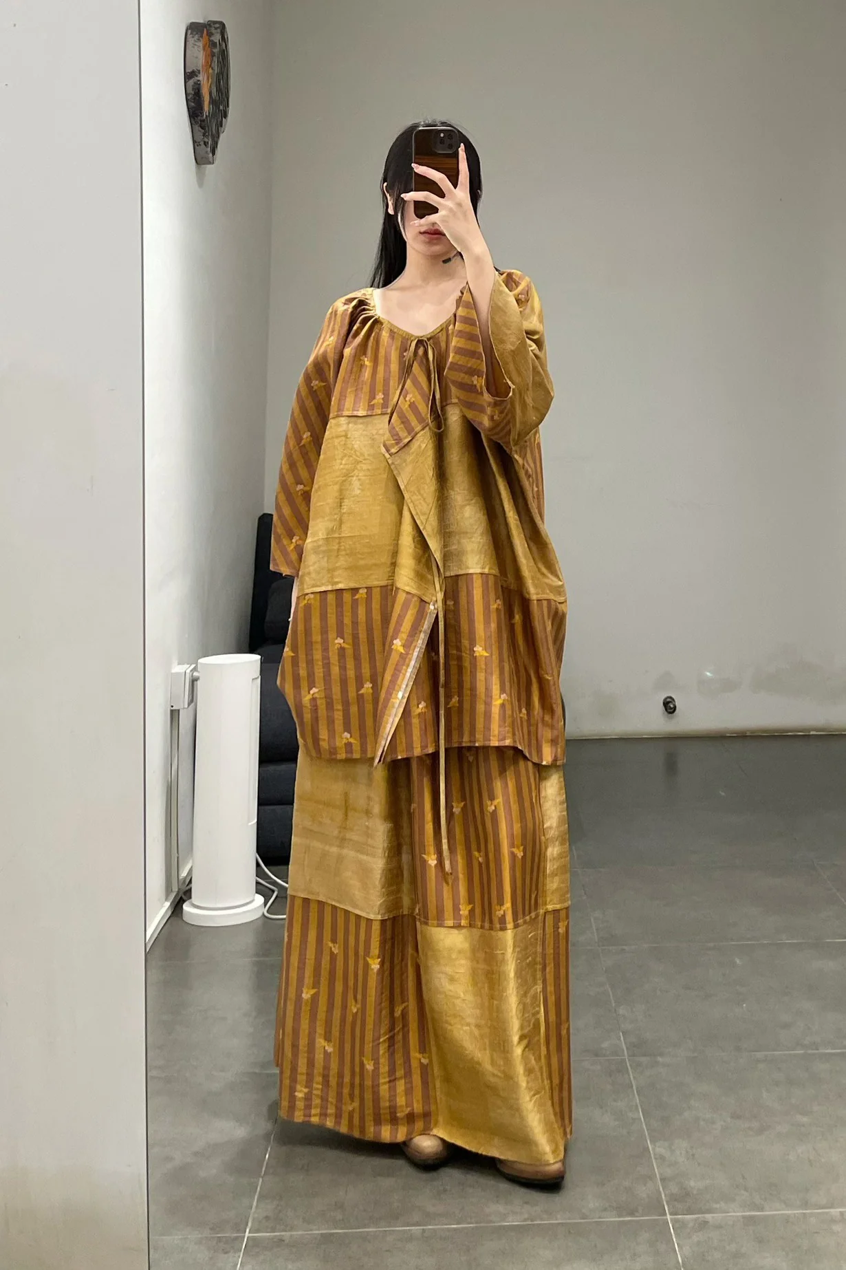 Mutedance 24 Spring/Summer Spliced Skirt MD-MD24SS91-JIUJIN Old Gold PM126 - Image 9