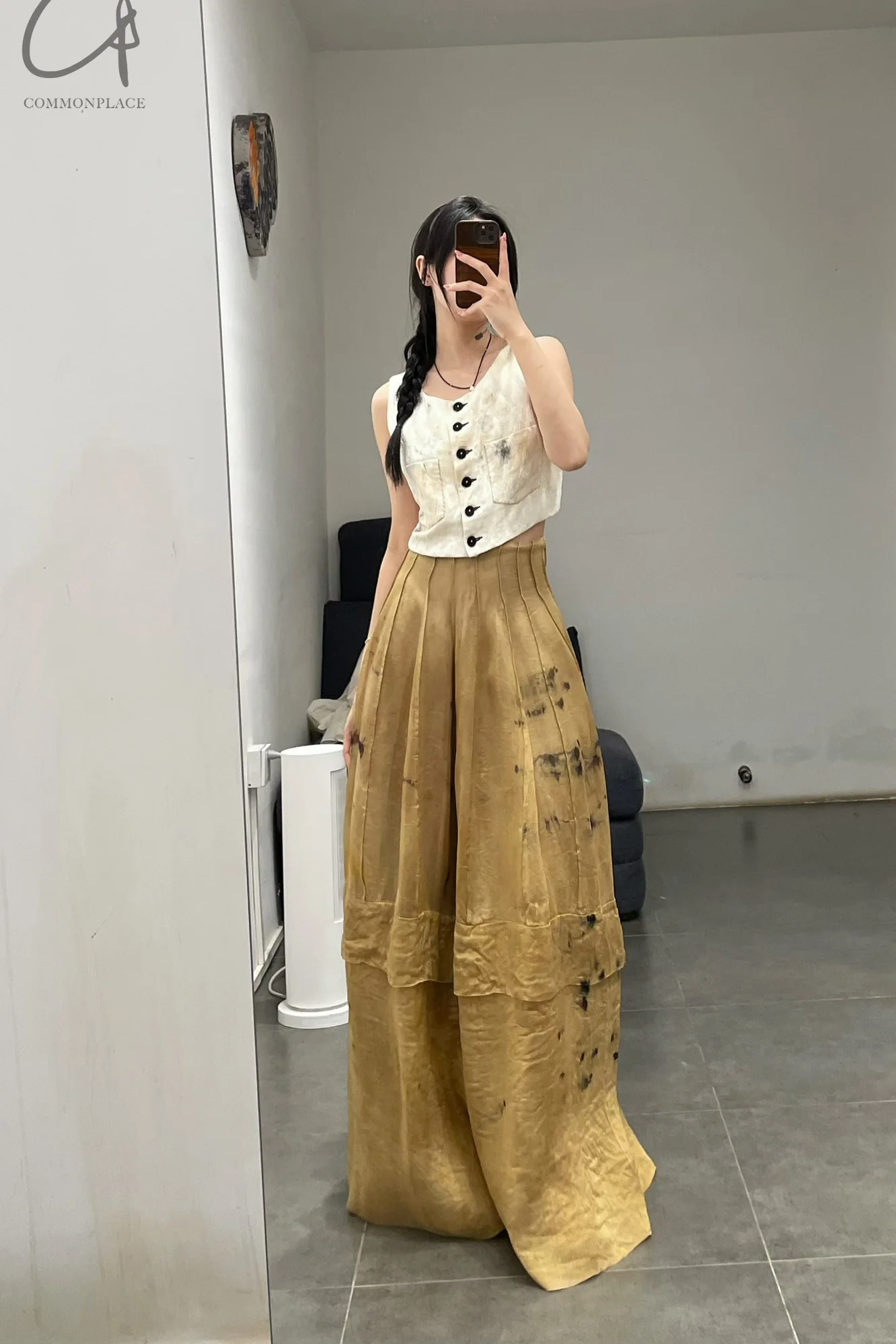 Mutedance 24 Spring/Summer Silk Button Vest MD-MD24SS51-HUIBAI hoary PM118 - Image 10