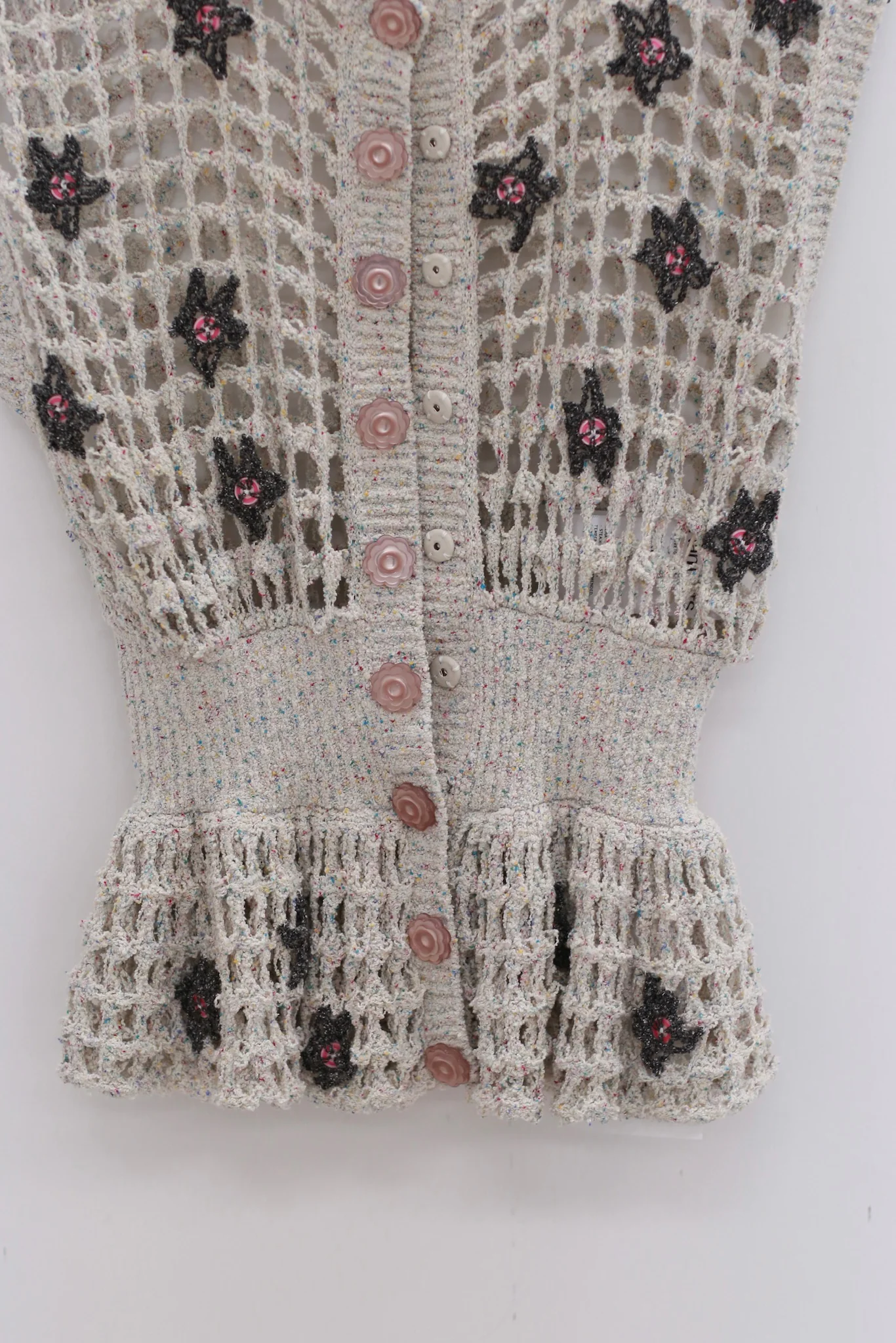 NAN KANTS 25 Spring/Summer Star Hollow Coarse Knit Vest Cardigan NAN-N25SSVE10GRE-MH Beige Gray - Image 2