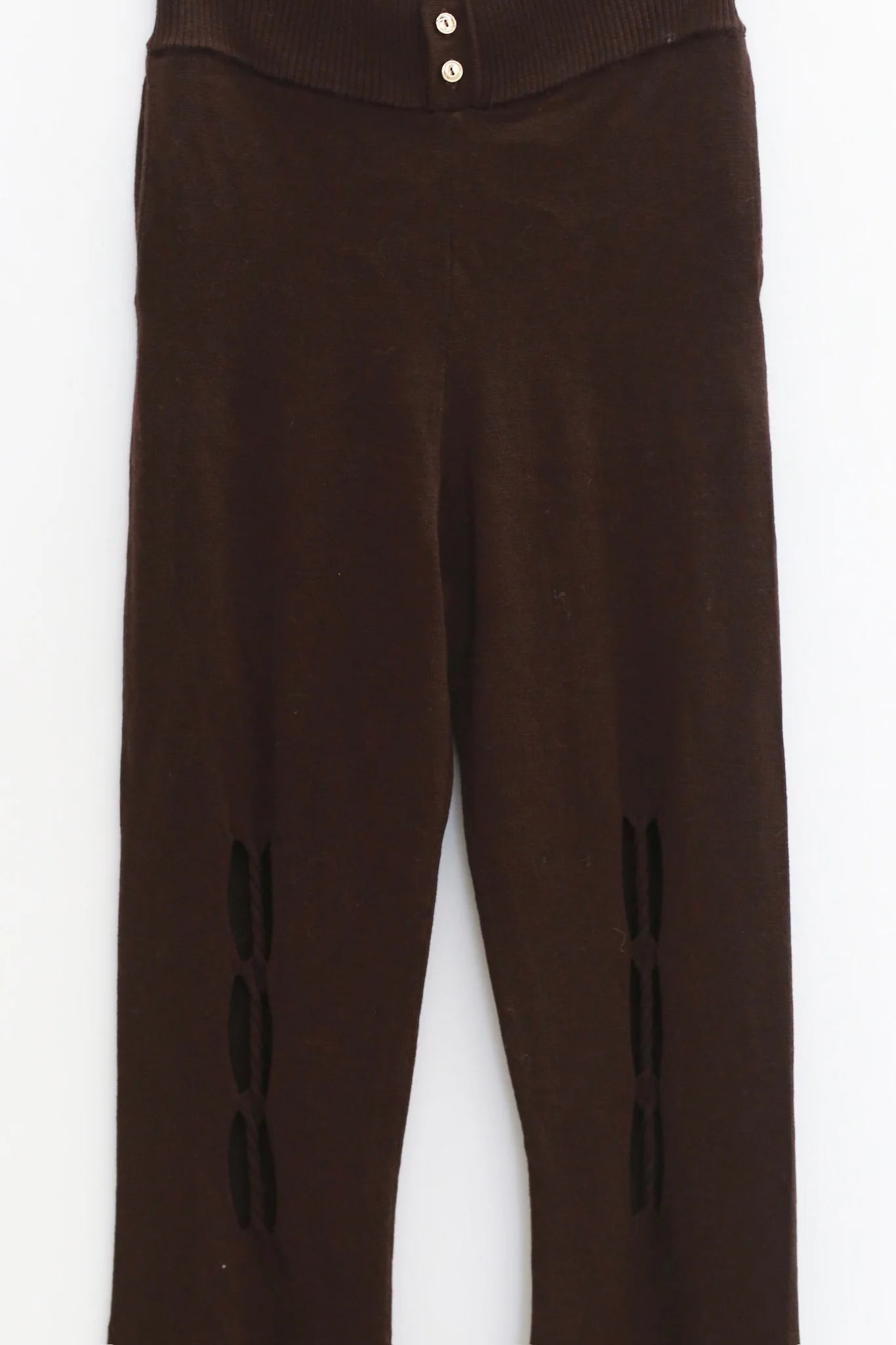 NAN KNITS 25 Autumn and Winter Hollow Cable Flare Pants NAN-N25AWTR04BRO-ZONG Brown - Image 2