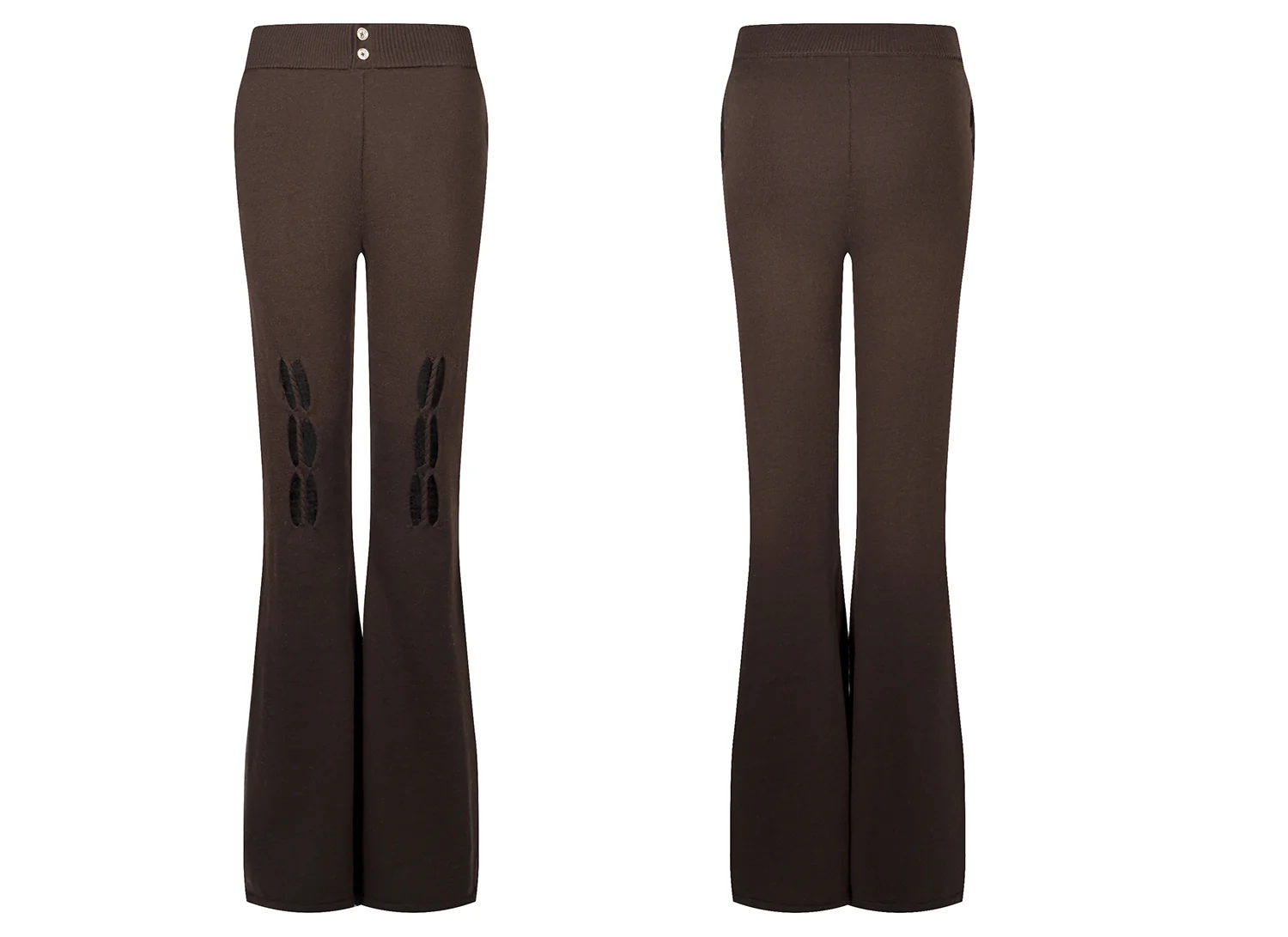NAN KNITS 25 Autumn and Winter Hollow Cable Flare Pants NAN-N25AWTR04BRO-ZONG Brown - Image 5