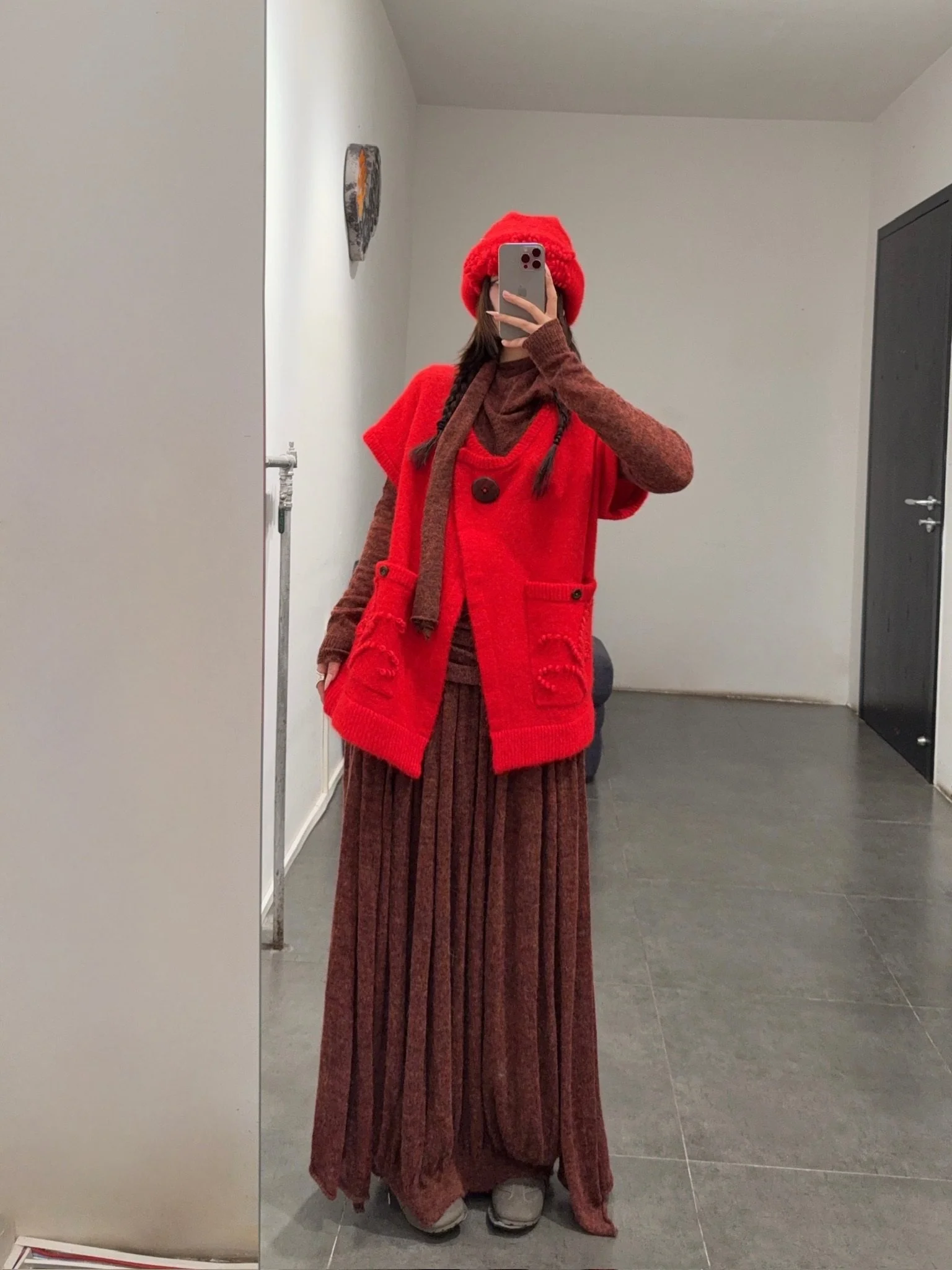 NAN KNITS 25 Autumn and Winter Ribbon Slant Collar Bottoming Shirt/Pleated Skirt NAN-N25AWSK12BRO-ZONG Skirt （N25AWBAS08BRO） - Image 18