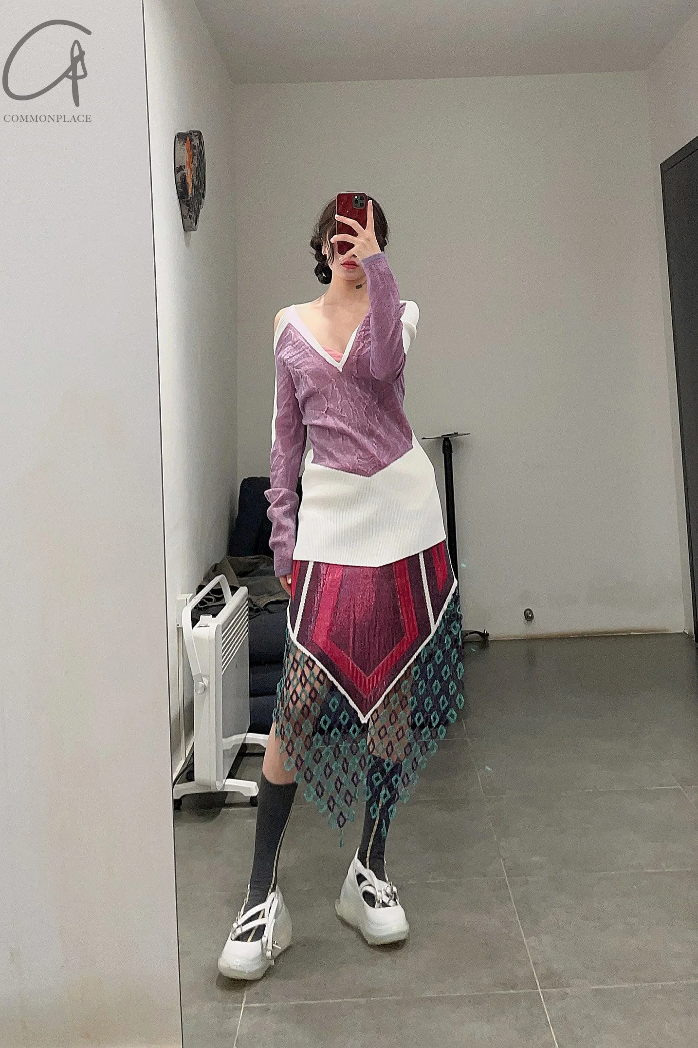 NAN KNITS crochet knitted panel cutout navy skirt 21021908 color - Image 11