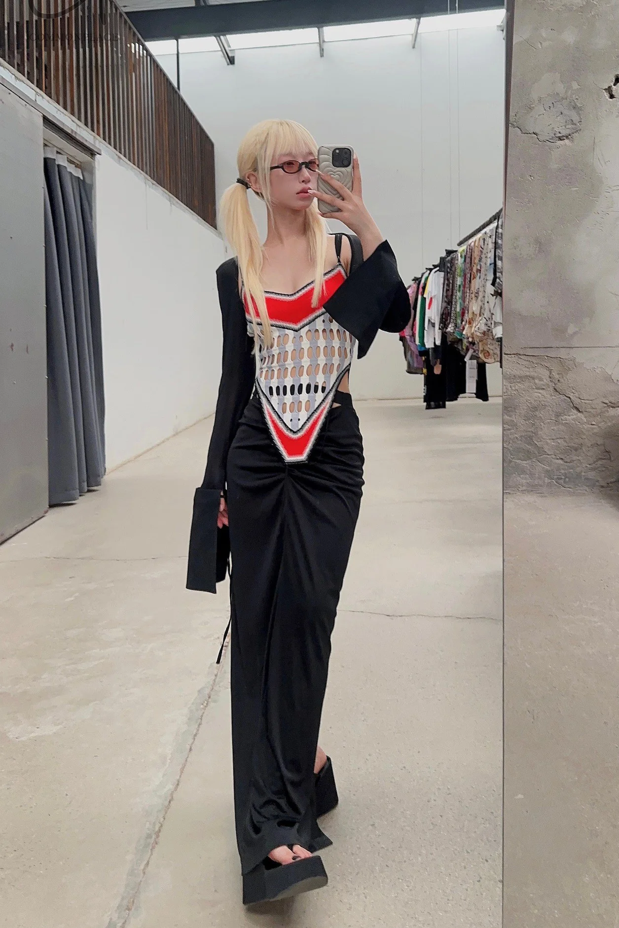NAN KNITS Gradient Eyelet Sling NAN-22051730-HUIBAI Off-White - Image 11
