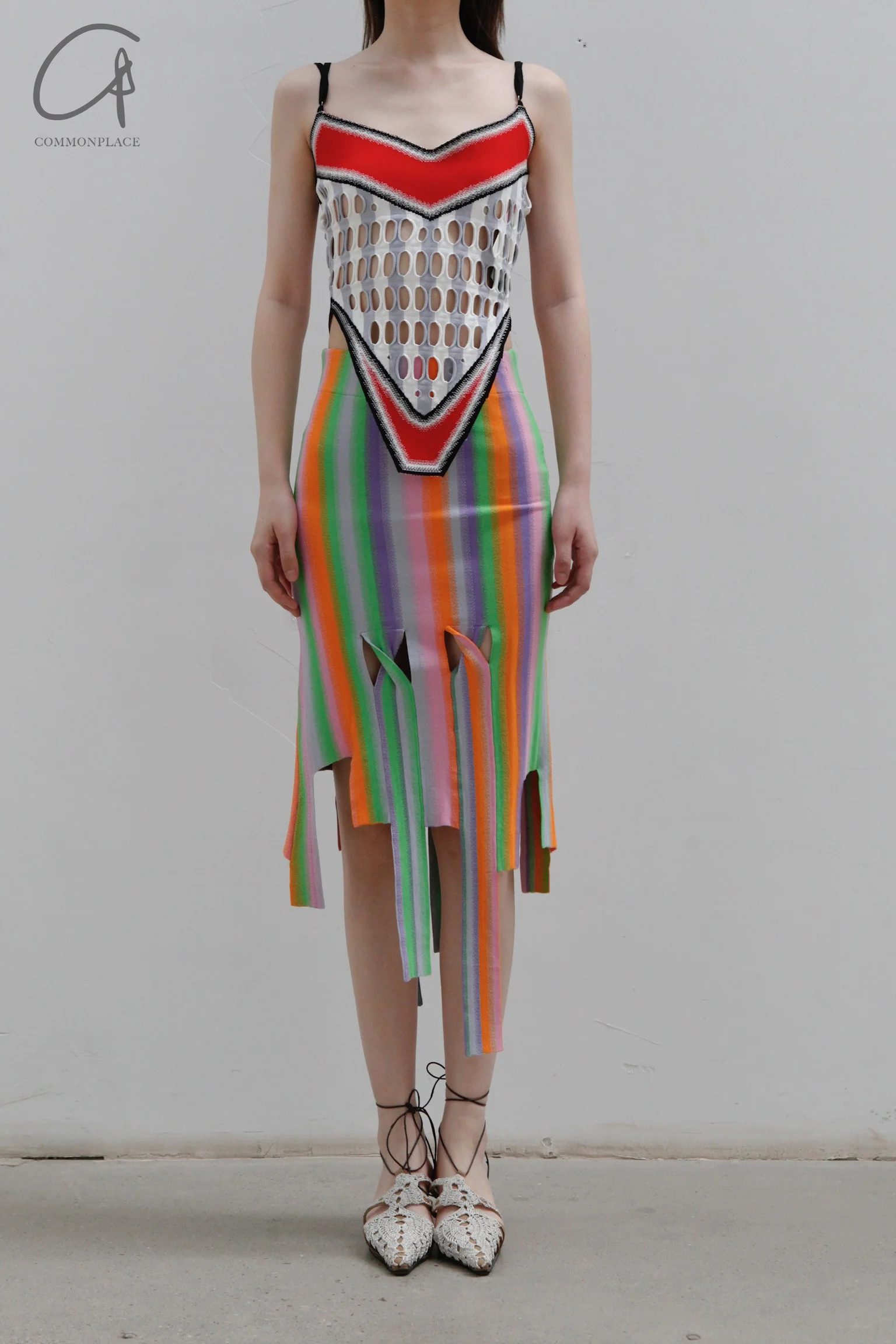 NAN KNITS Gradient Eyelet Sling NAN-22051730-HUIBAI Off-White - Image 2