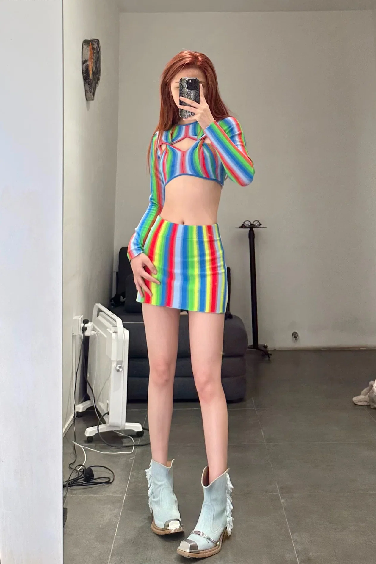 NAN KNITS Gradient Striped Skirt 22011116 Color Blocking - Image 5