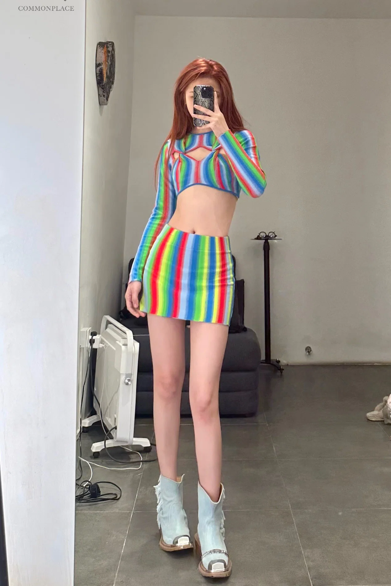 NAN KNITS Gradient Striped Skirt 22011116 Color Blocking - Image 6