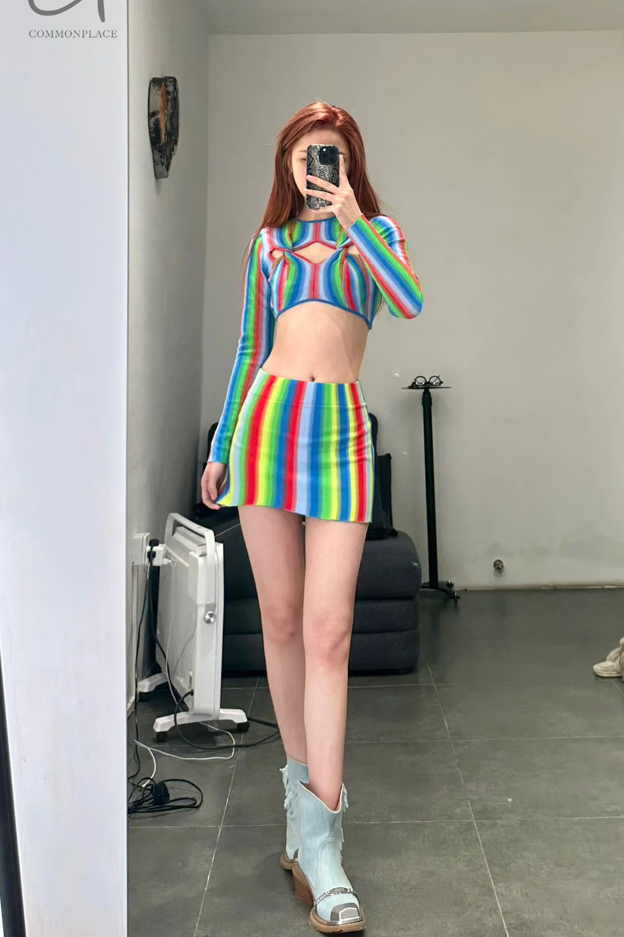 NAN KNITS Gradient Striped Skirt 22011116 Color Blocking - Image 7