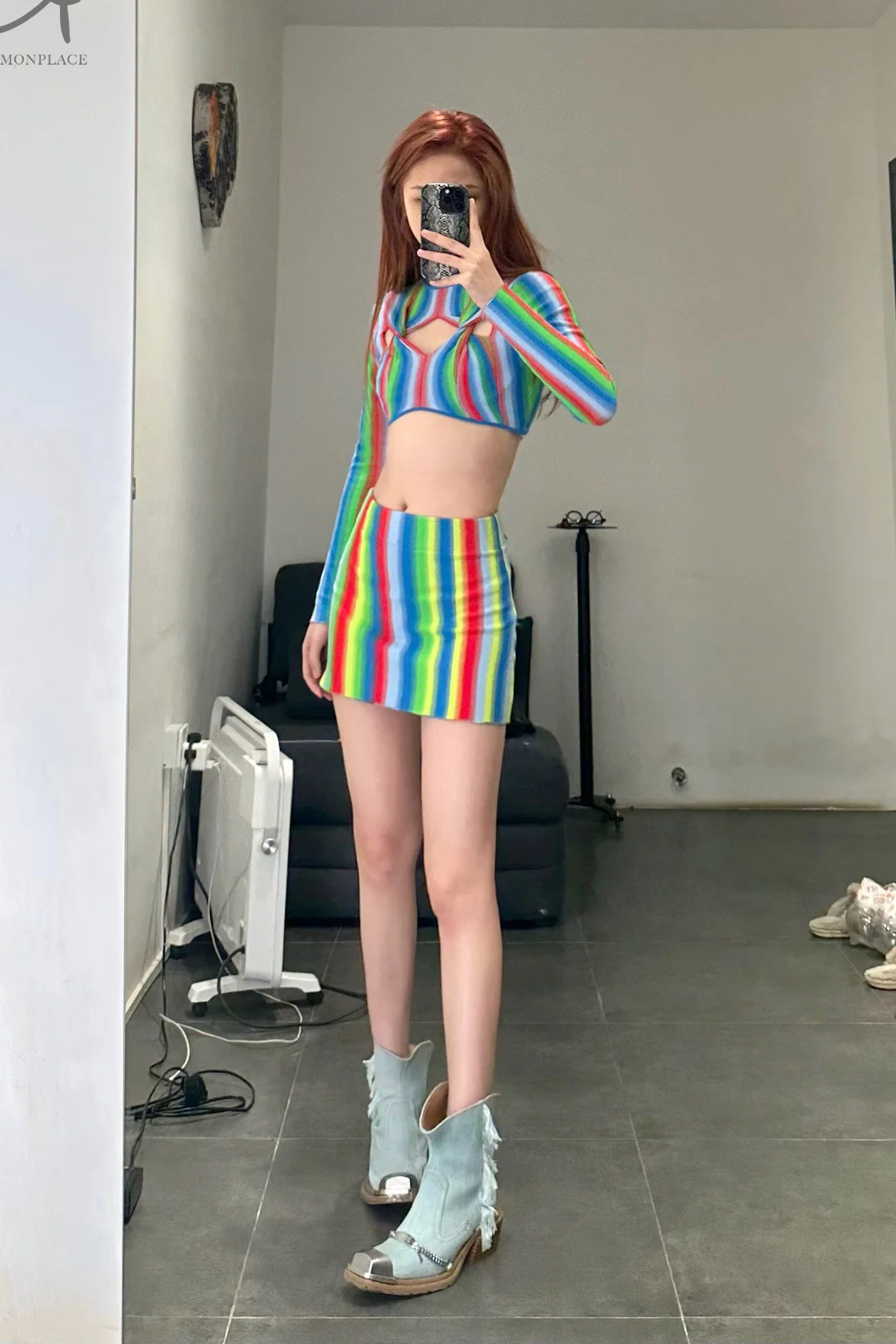 NAN KNITS Gradient Striped Skirt 22011116 Color Blocking - Image 8