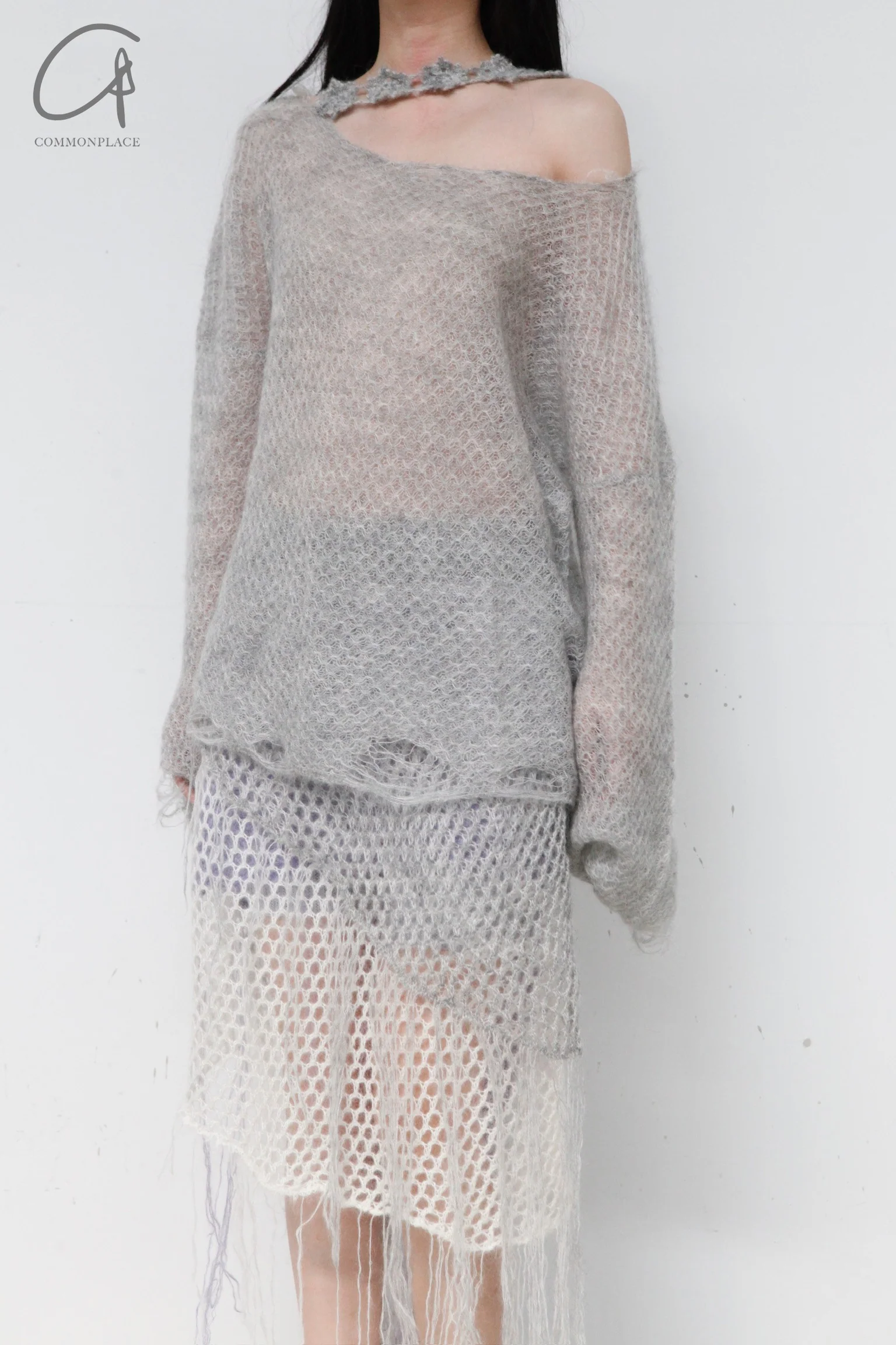 NAN KNITS Solid Mohair Top NAN-22111622-HUI Off-White - Image 2