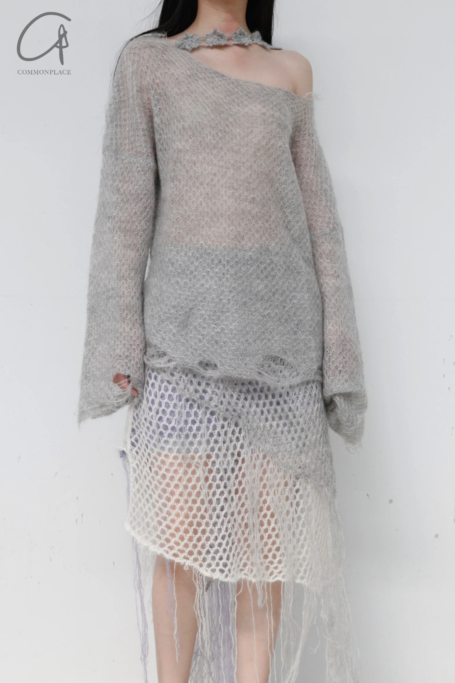 NAN KNITS Solid Mohair Top NAN-22111622-HUI Off-White - Image 3