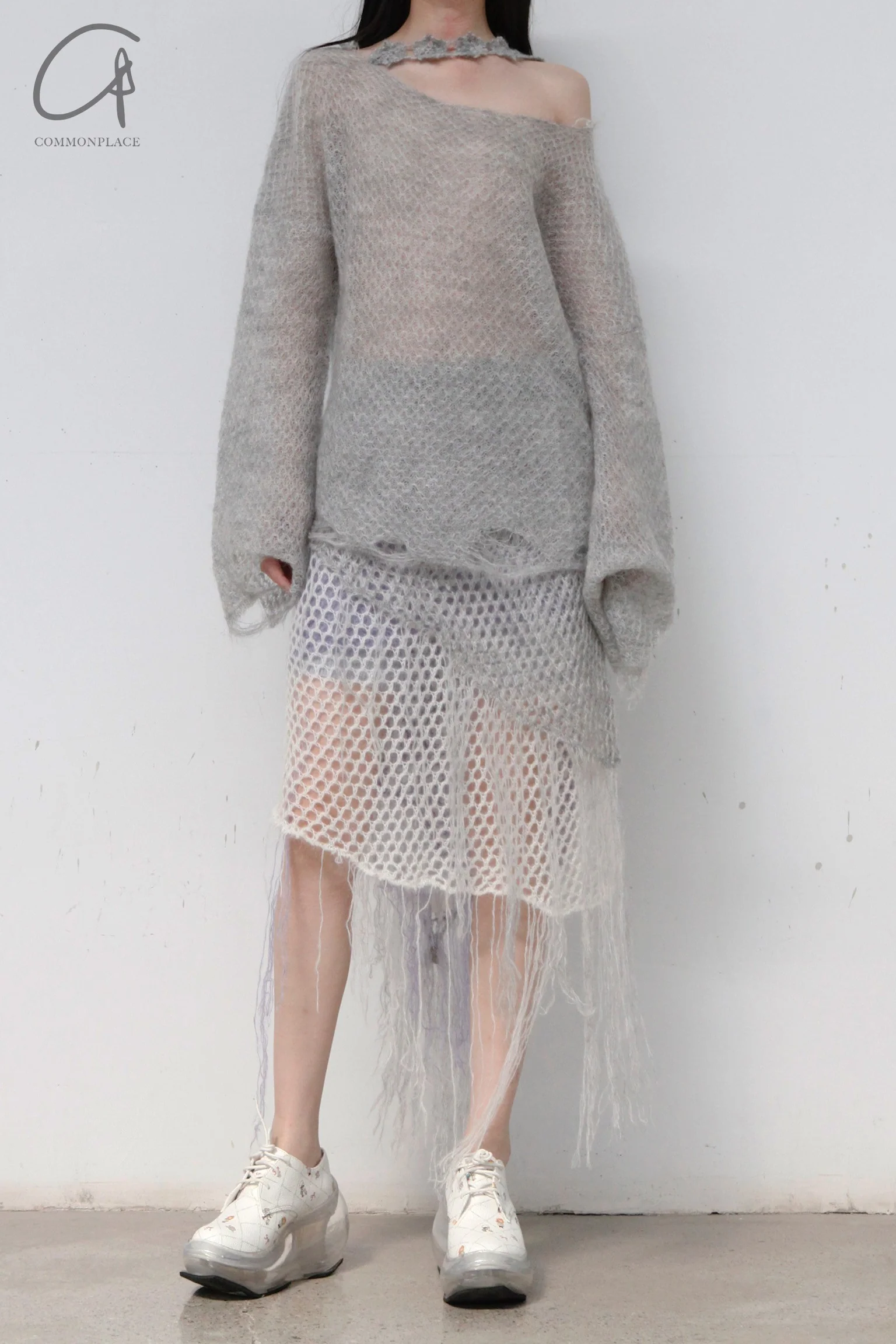 NAN KNITS Solid Mohair Top NAN-22111622-HUI Off-White - Image 4