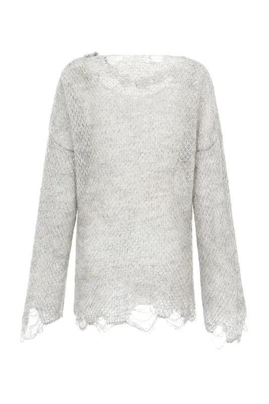 NAN KNITS Solid Mohair Top NAN-22111622-HUI Off-White - Image 6