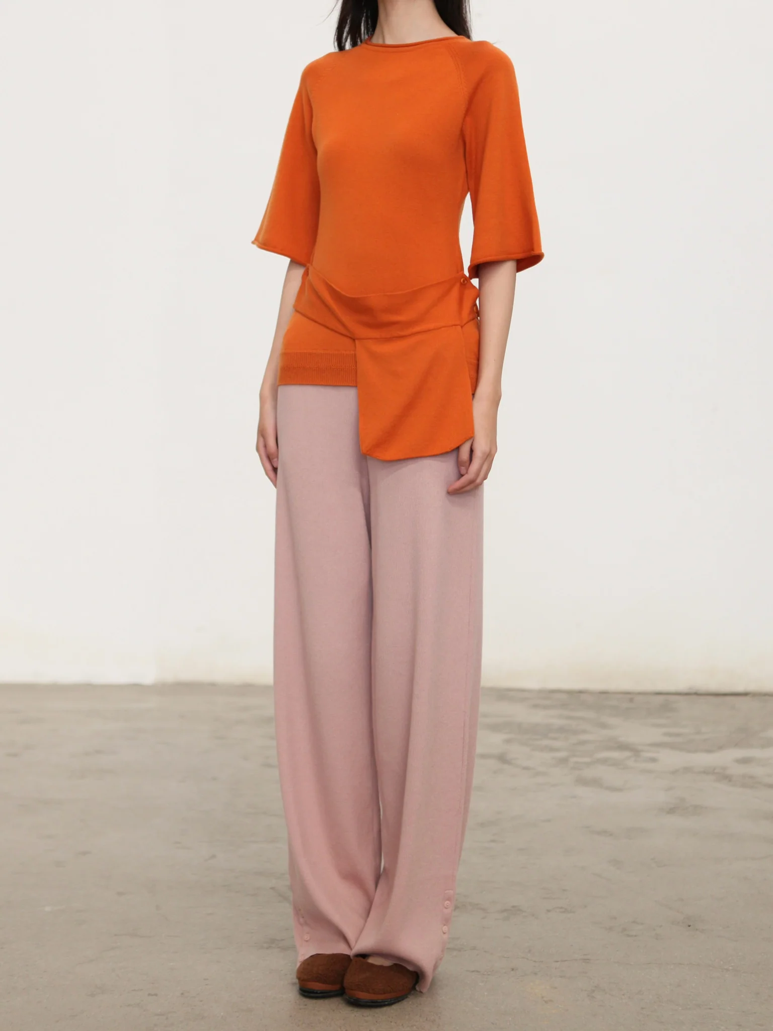 o cloche code 25 Autumn/Winter Cotton Cashmere Button-Up Knit Trousers Women's OCC-OH01P877-HF LOTUS Pink - Image 6