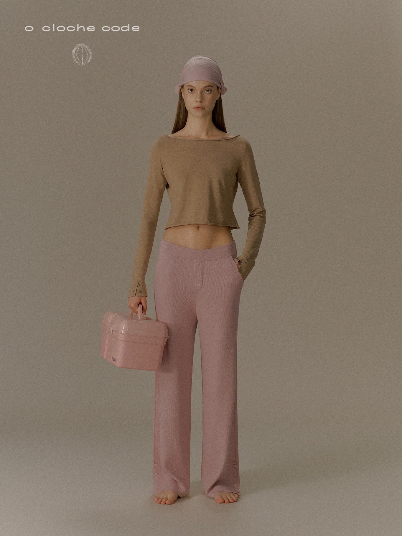 o cloche code 25 Autumn/Winter Cotton Cashmere Button-Up Knit Trousers Women's OCC-OH01P877-HF LOTUS Pink - Image 8