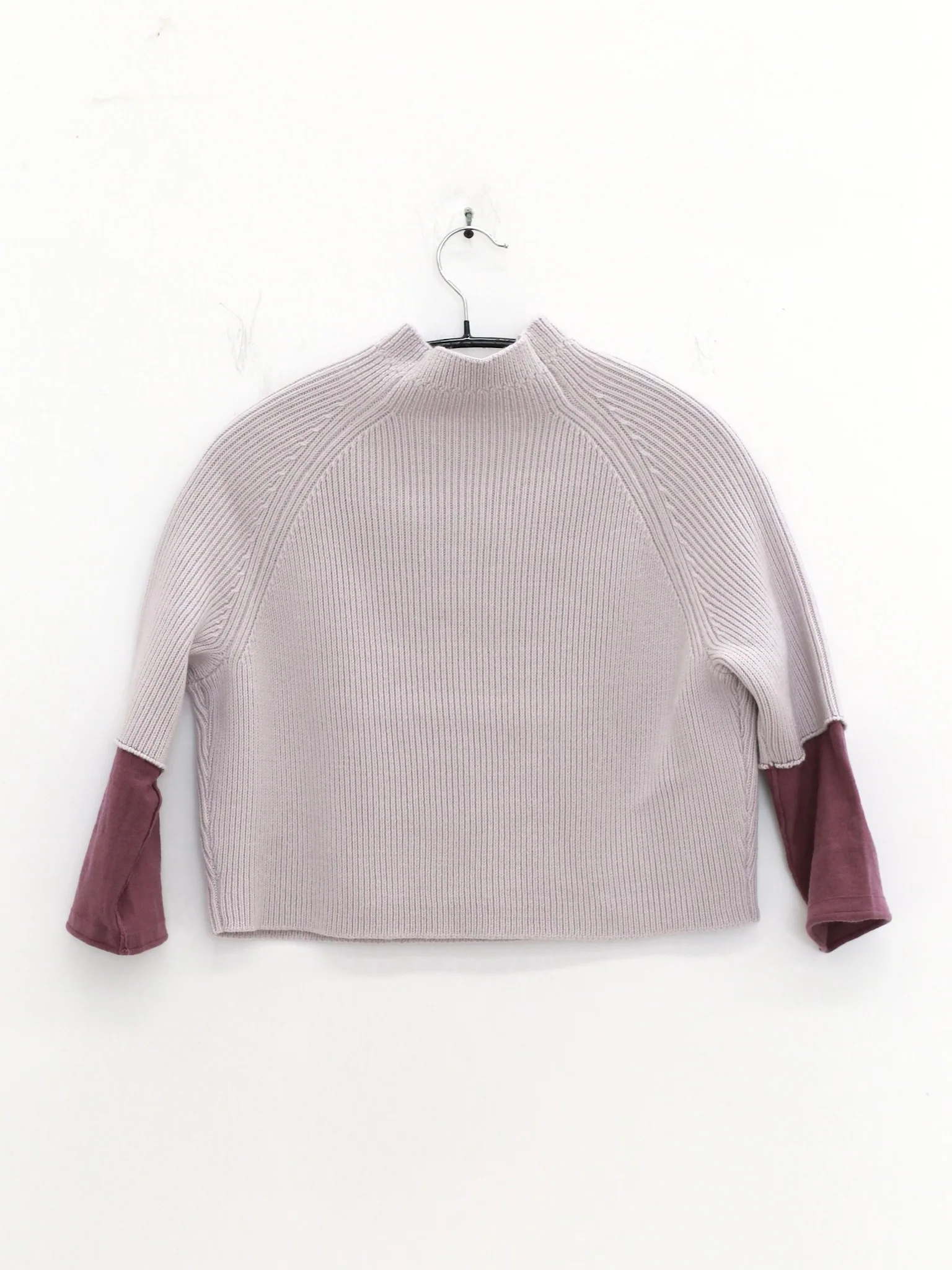 o cloche code 25 Fall/Winter Chunky Knit Color Block Sleeve Sweater Merino Wool Knit OCC-OH01T887-YBZH Silver White/Purple Gray - Image 10